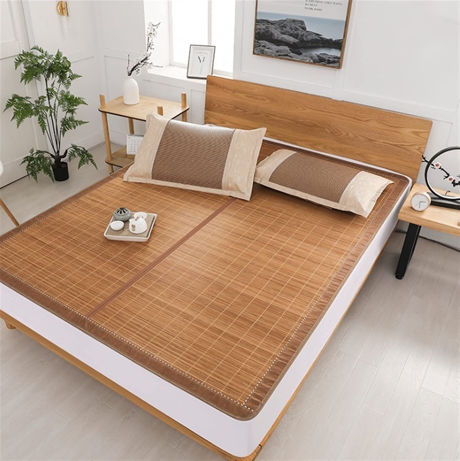 YAYONG Summer Bamboo Cooling Mat - Foldable Air-Conditioning Sleeping Pad for Bedroom, Handmade Natural Temperature Regulating Mat for Hot Weather | Perfect for Home, Office & Travel Use