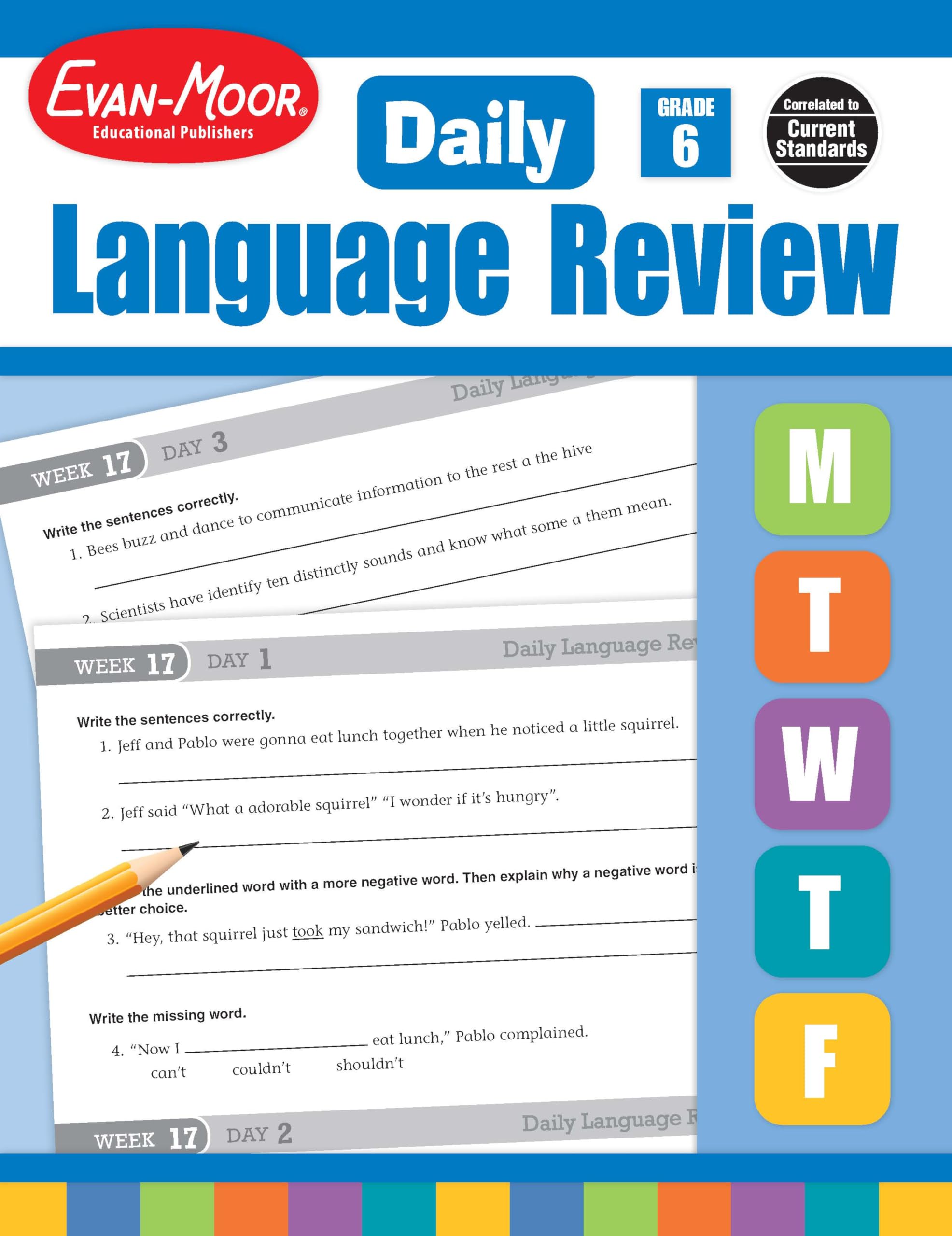 Evan-Moor Daily Language Review Grade 6 Workbook - Homeschool & Classroom Teaching Resource with Reproducible Worksheets, Grammar & Punctuation Practice | Perfect for Daily Skills Assessment, Lesson Plans & ELA Curriculum Support
