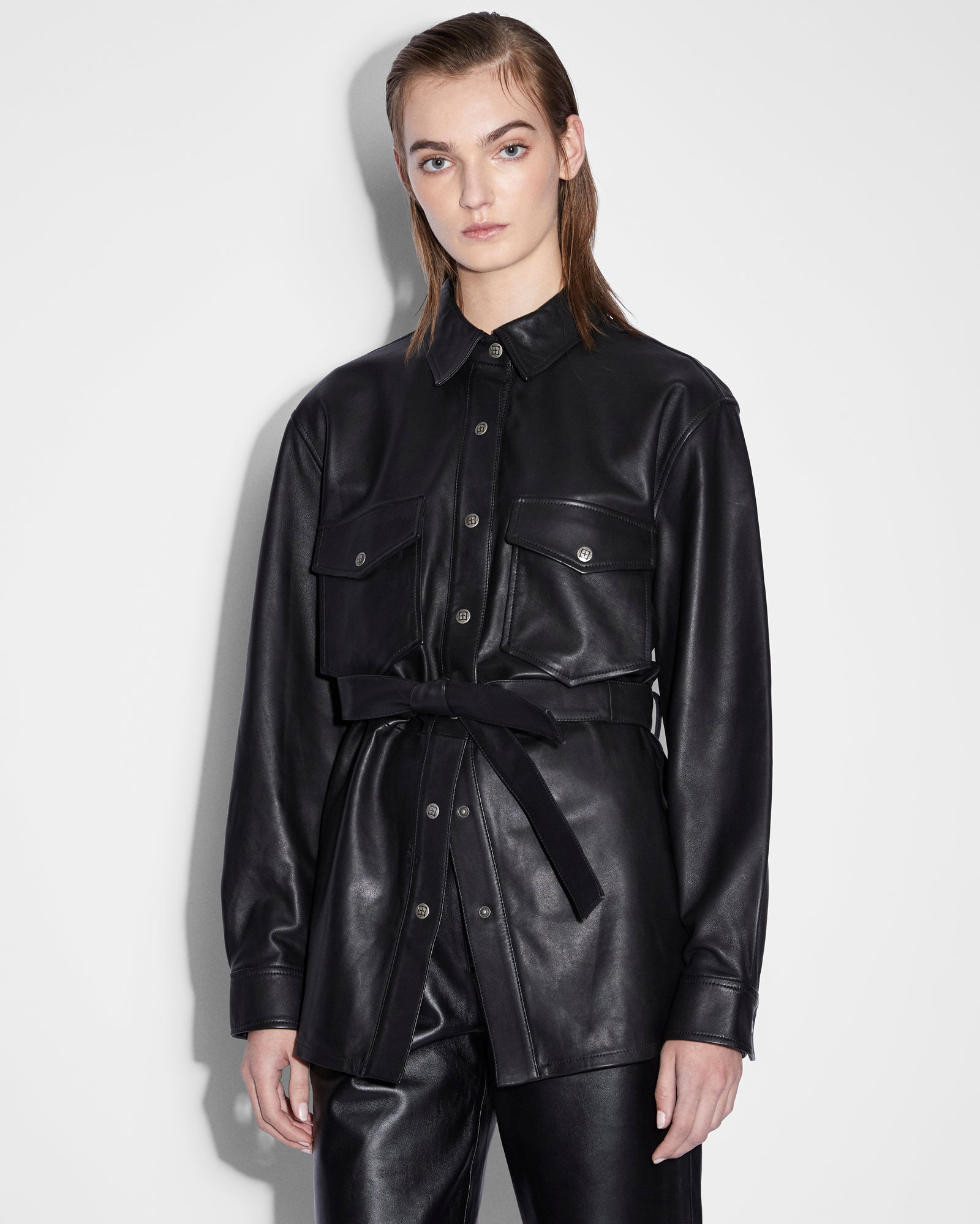 VOYAGER Black Leather Shacket for Men & Women | Stylish Outerwear Jacket for Fall & Winter | Perfect for Casual Outings, Travel & Outdoor Adventures