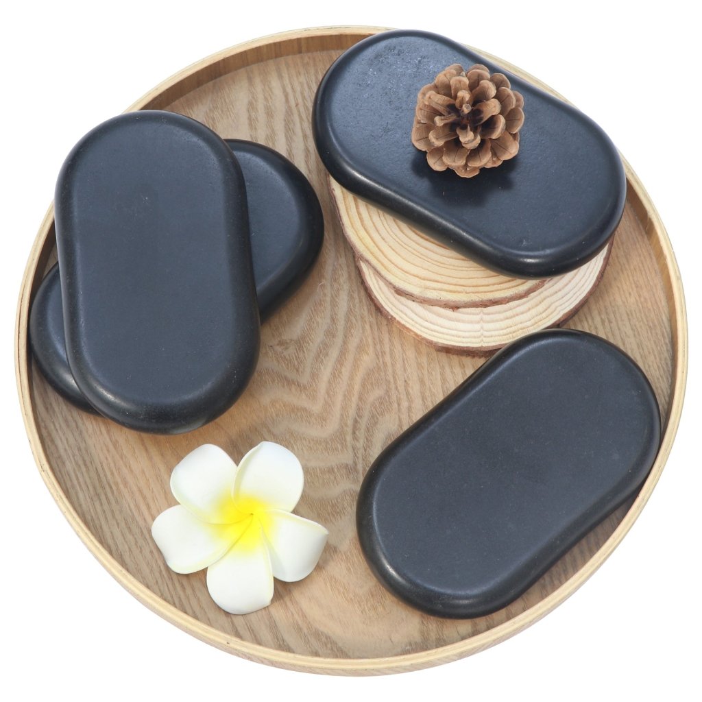 Professional XX Large Flat Oval Basalt Hot Stone Massage Set - 4 Pack (6