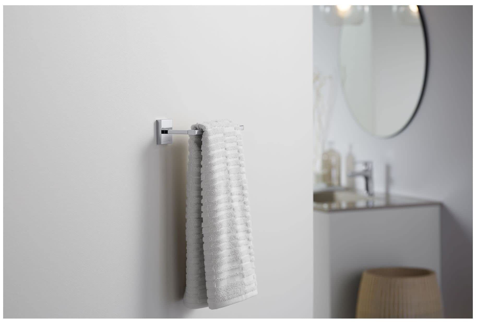 KOHLER 12-Inch Square Towel Bar - Brushed Nickel Bathroom Towel Rack for Modern & Contemporary Bathrooms