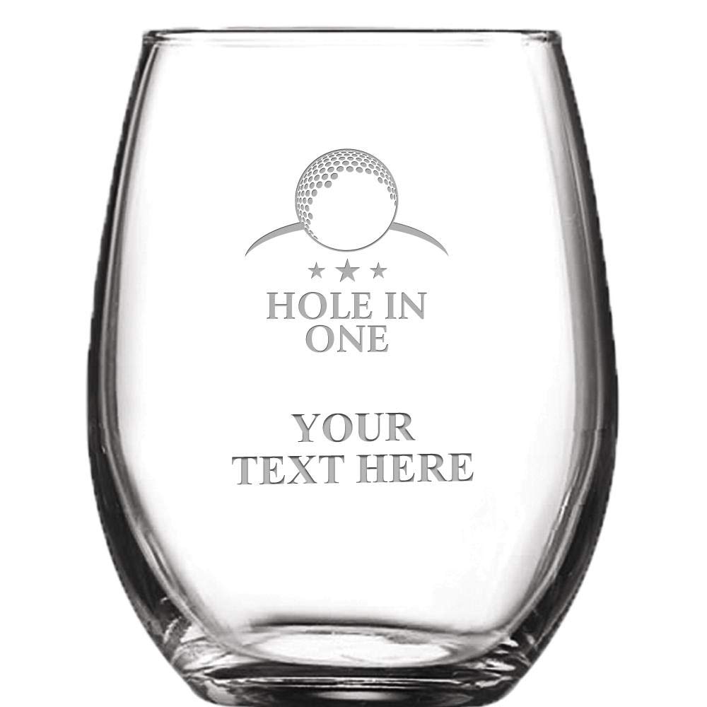 Personalized Golf Wine Glass - 8oz Custom Engraved Stemless Wine Cup with 