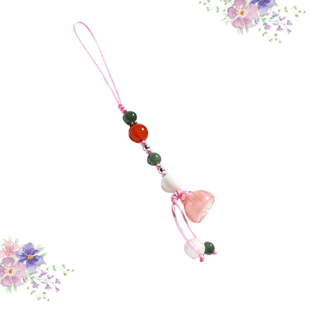 Jade Lotus Agate Phone Charm Strap - Decorative Mobile Phone Pendant Accessory for Cell Phone, Keychain, Car Keys, and Bag - Perfect for Everyday Use and Gift Giving