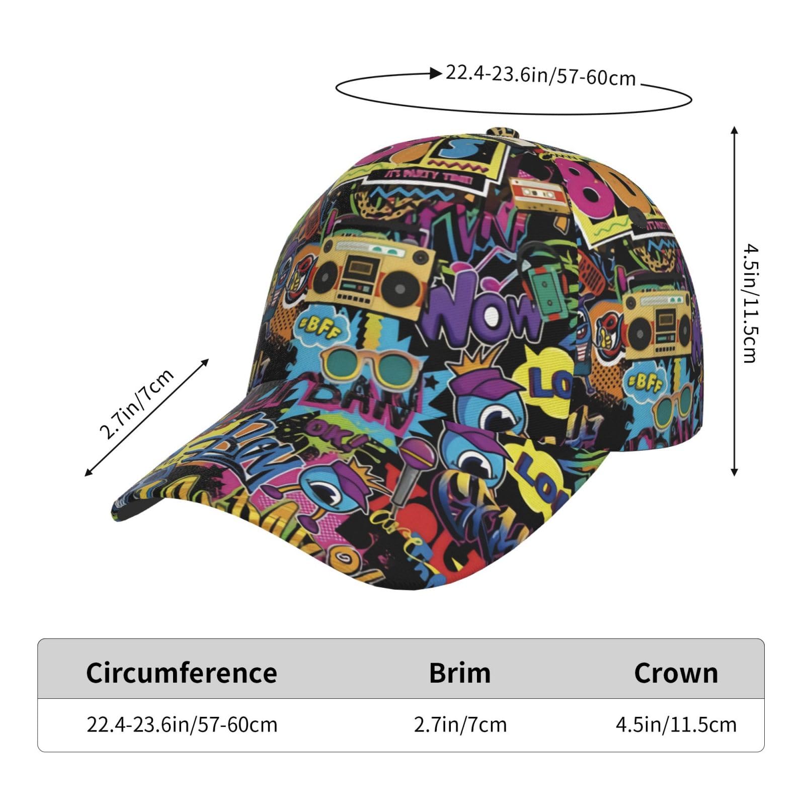 80s 90s Retro Vintage Baseball Cap - Adjustable Unisex Party Hat for Men & Women - Perfect for Halloween Costumes, Themed Parties and Nostalgic Fashion