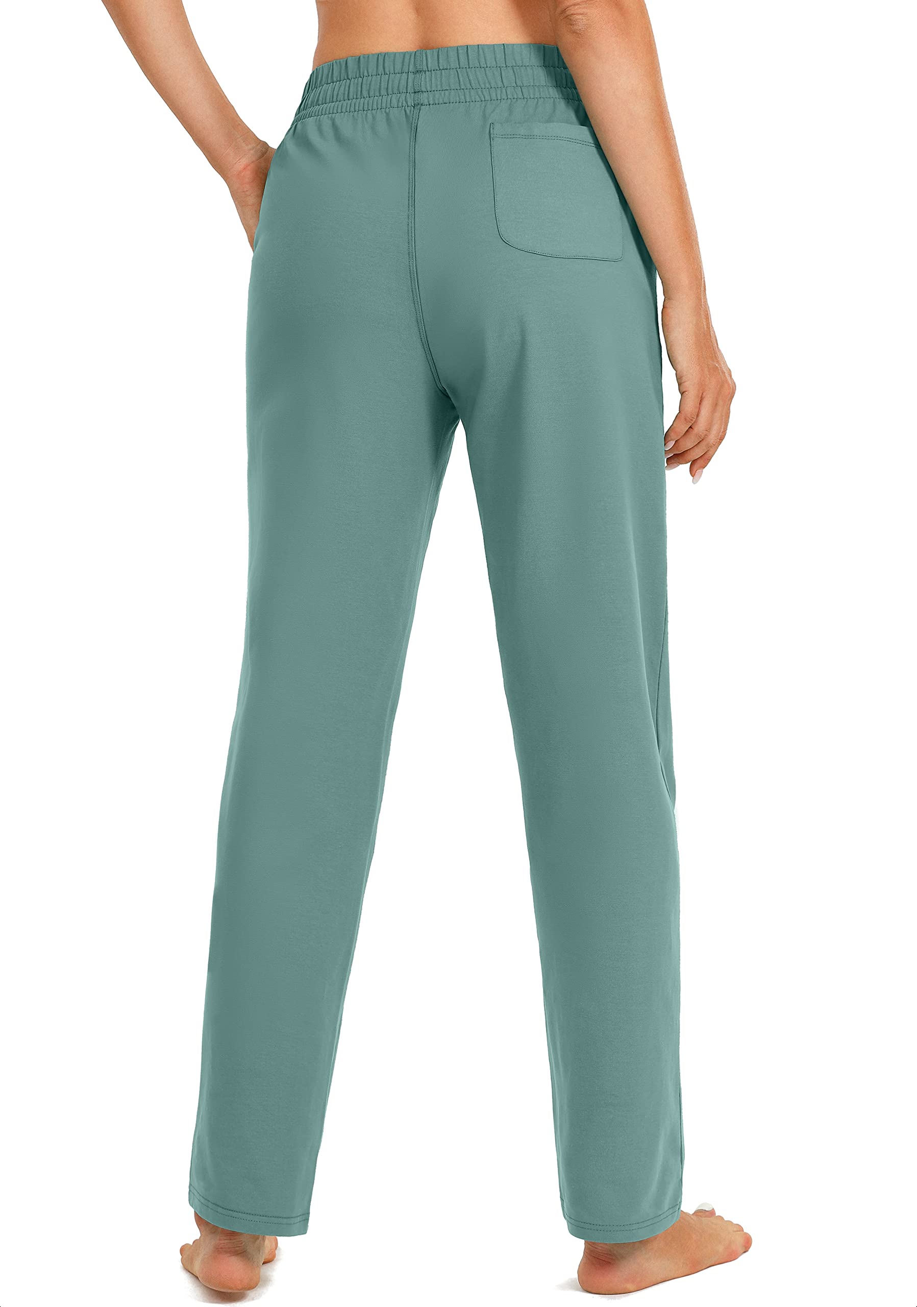 SANTINY Women's High Waisted Cotton Sweatpants - Soft Lounge Pants with Pockets for Yoga, Running, Travel & Home Comfort | Elastic Open Bottom Casual Joggers