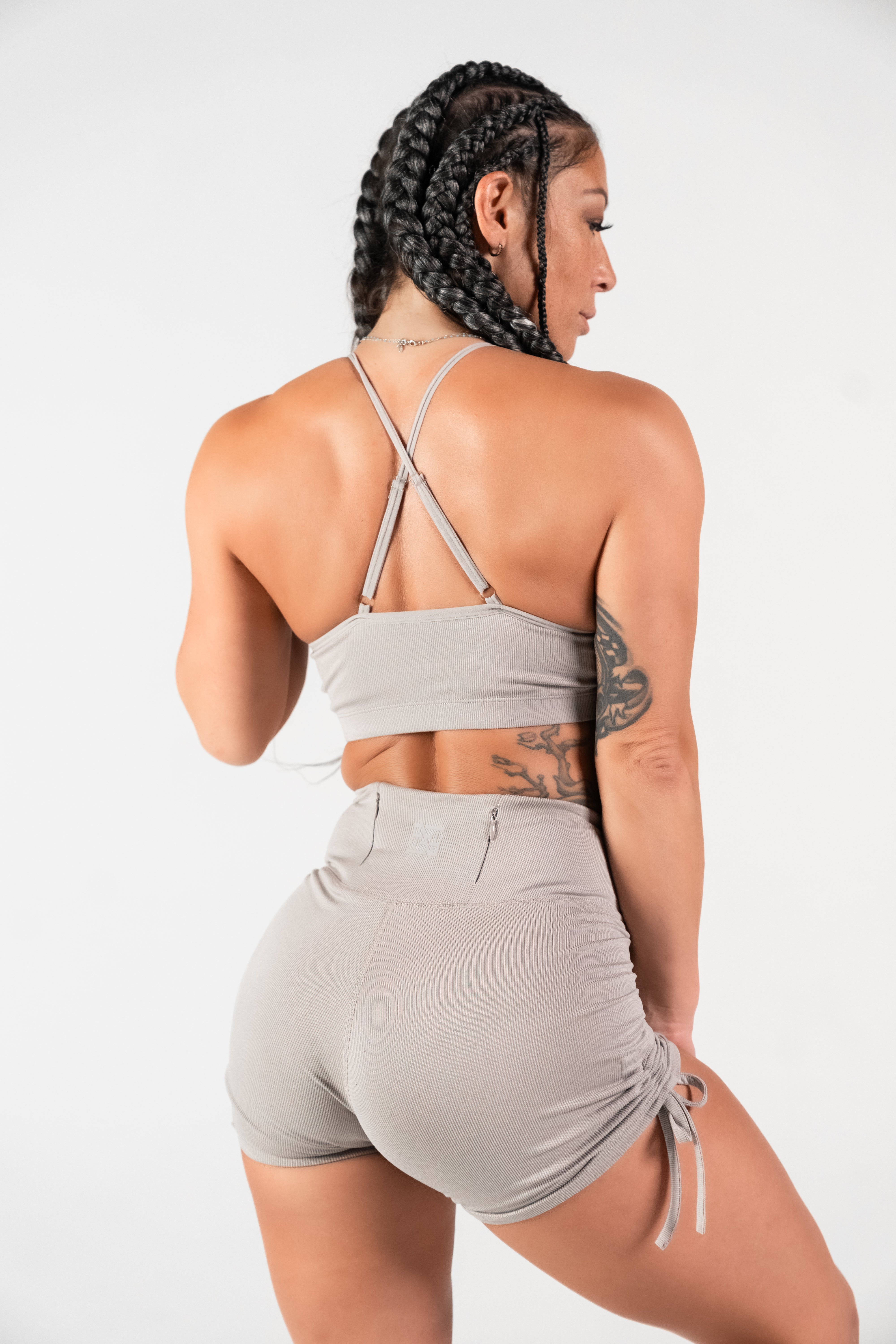 Women's Ribbed Bra Grey - Comfortable Seamless Wire-Free Bralette for Everyday Wear, Yoga & Lounge