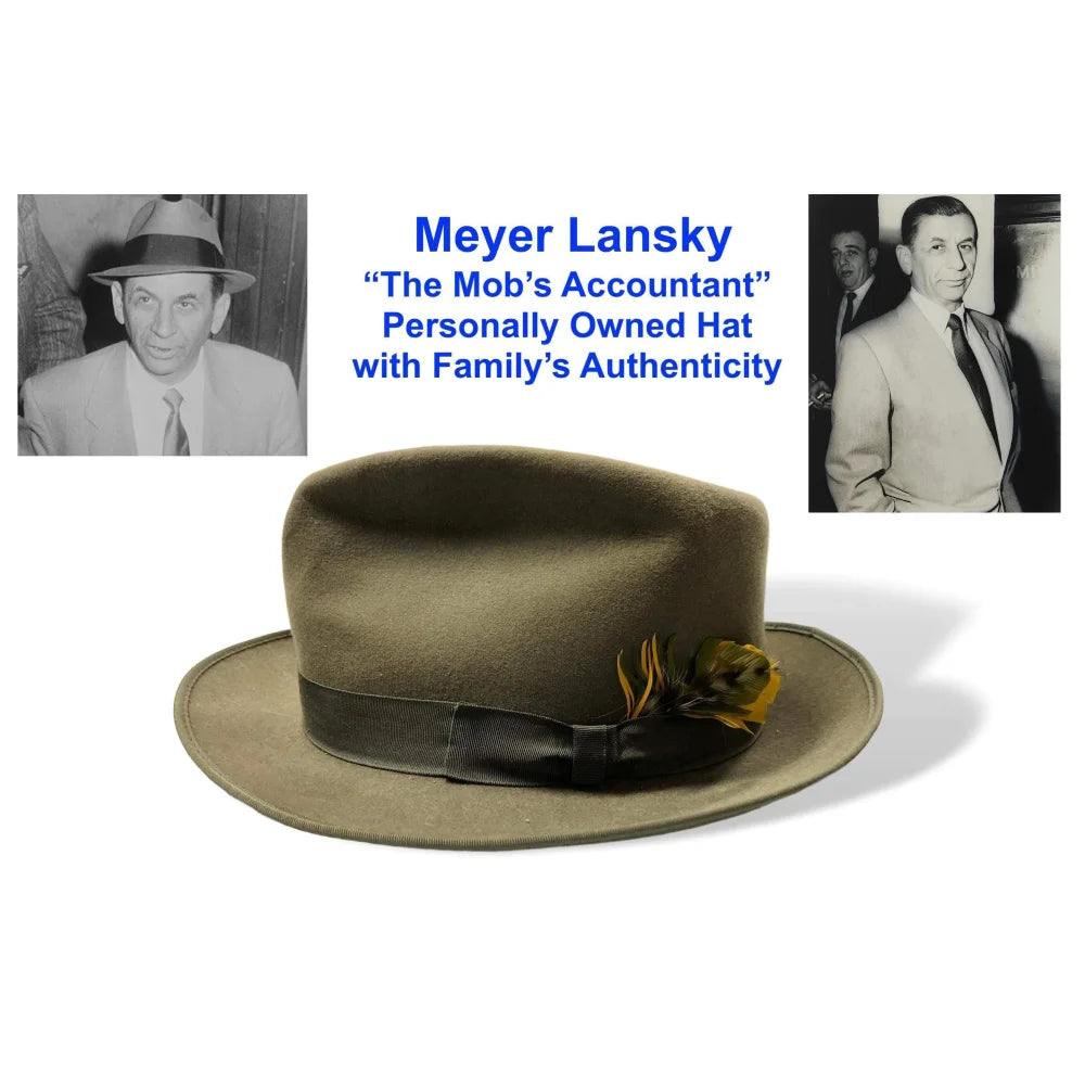 Authentic Meyer Lansky Owned & Worn Hat with Family COA - Rare Mafia Mob Memorabilia from Bugsy Siegel Era - Perfect for Collectors, History Enthusiasts & Gangster-Themed Displays