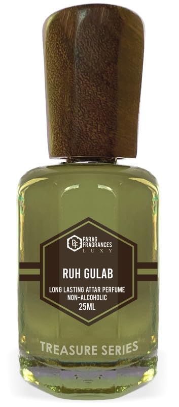 Parag Fragrances Ruh Gulab Attar 25ml - Natural Long Lasting Rose Perfume Oil for Men | Alcohol-Free Attar for Pooja, Worship & Daily Wear | Treasure Series Premium Fragrance