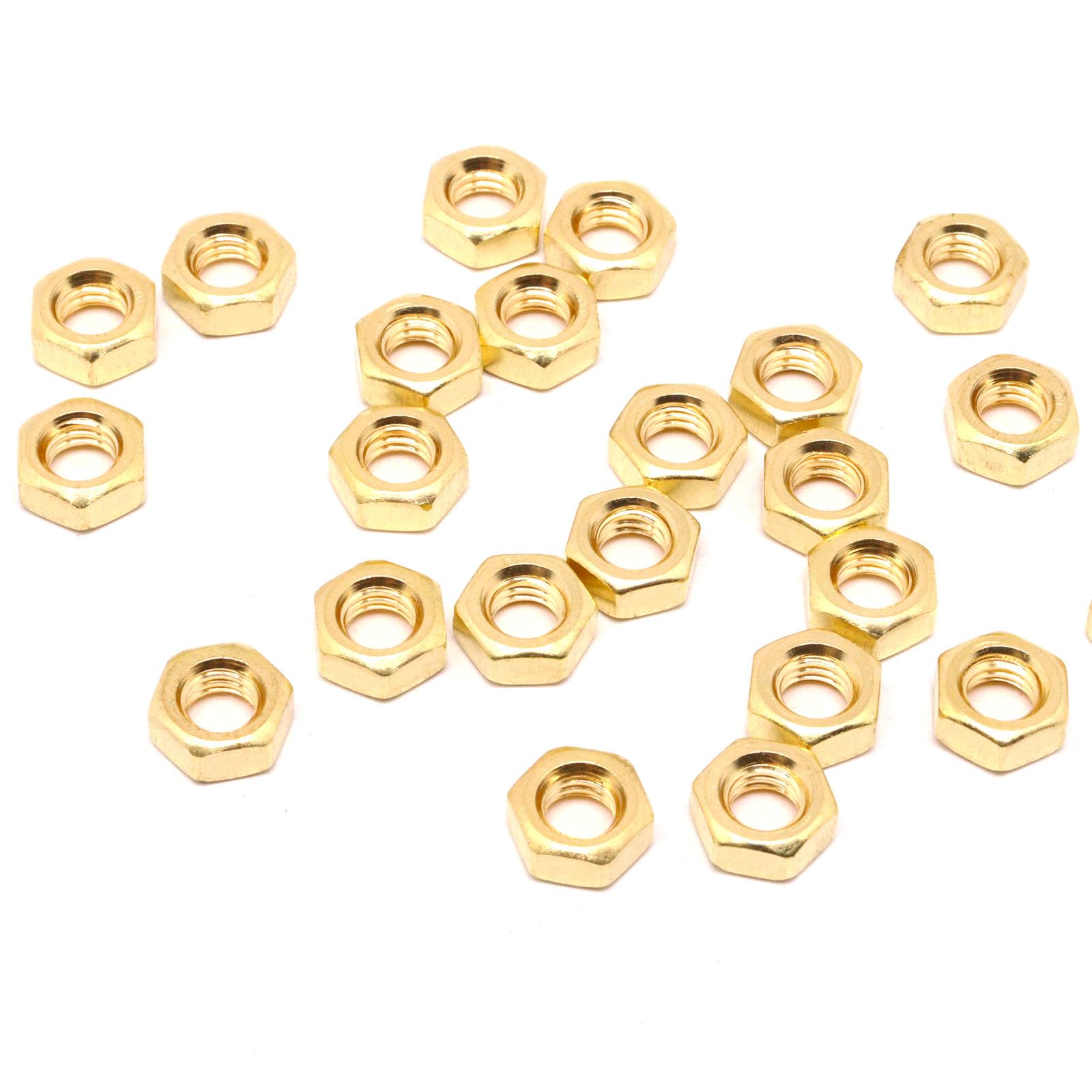 50Pcs M6 Brass Hex Nuts - Metric Fine Thread Internal Hexagon Hardware Nuts for Furniture, Electronics & DIY Projects - Corrosion Resistant Brass Fasteners