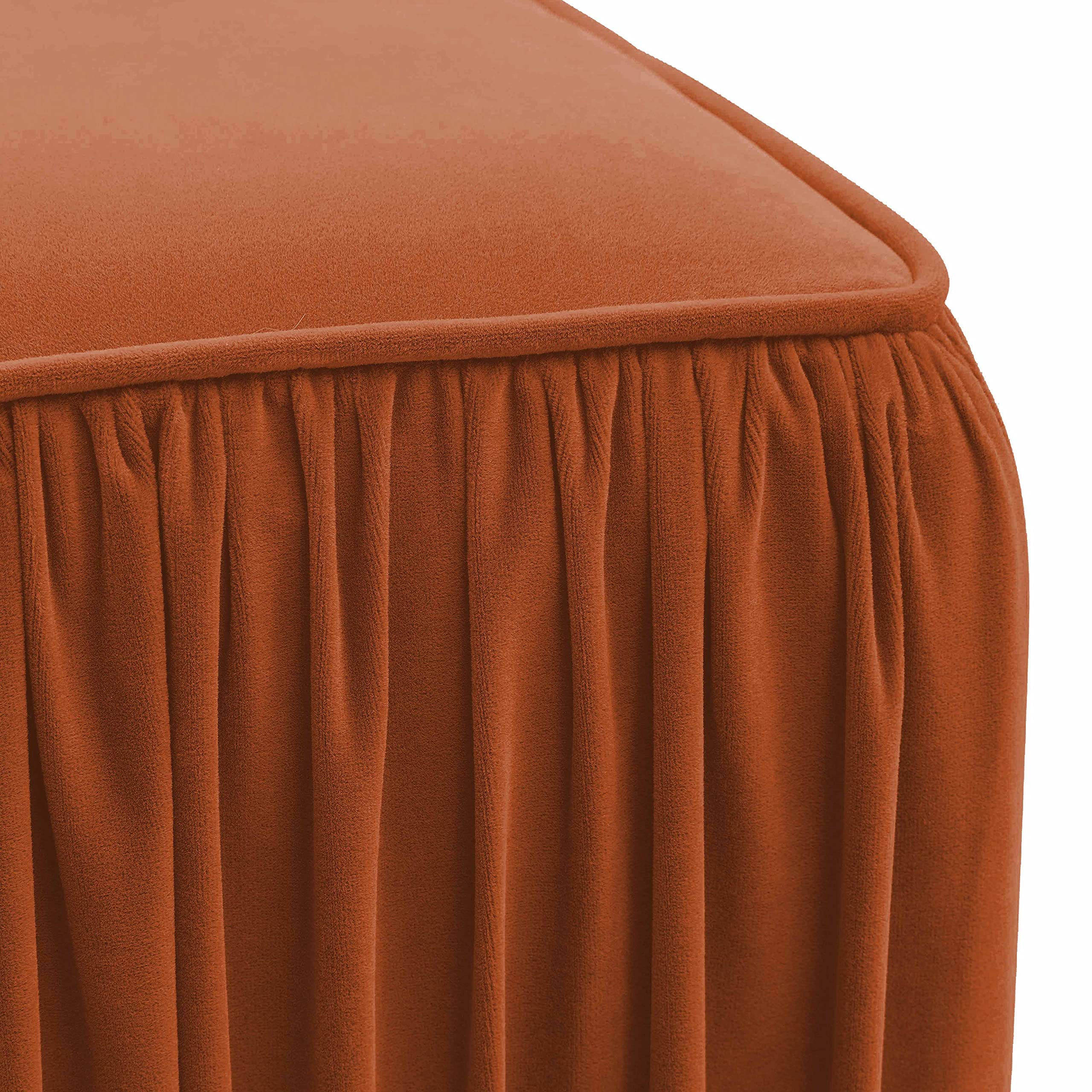 Tov Furniture Morgan Cognac Pleated Ottoman - Stylish Footrest & Storage Bench for Living Room, Bedroom & Home Decor (Cognac Brown) - Perfect for Small Spaces & Extra Seating