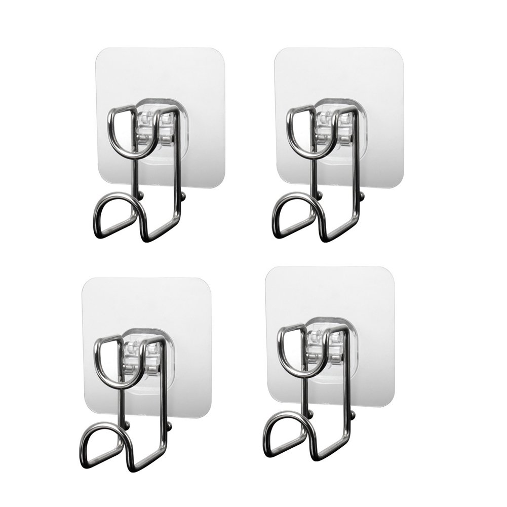 Strong Self-Adhesive Multi-Purpose Hooks for Bathroom, Kitchen & Washbasin - Heavy Duty Sticky Hooks for Towels, Utensils & Organizing (4-Pack)