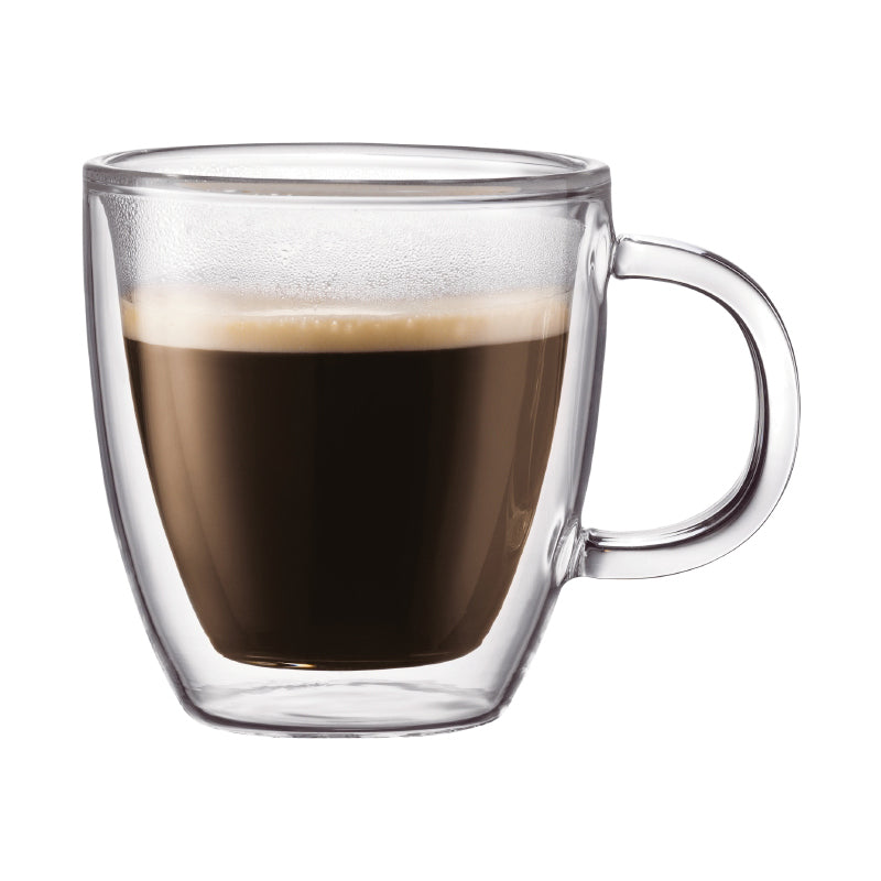 Bodum Bistro 10 oz Double Wall Insulated Glass Coffee Mug Set of 2 - Perfect for Hot & Cold Drinks, Home, Office, and Gifts