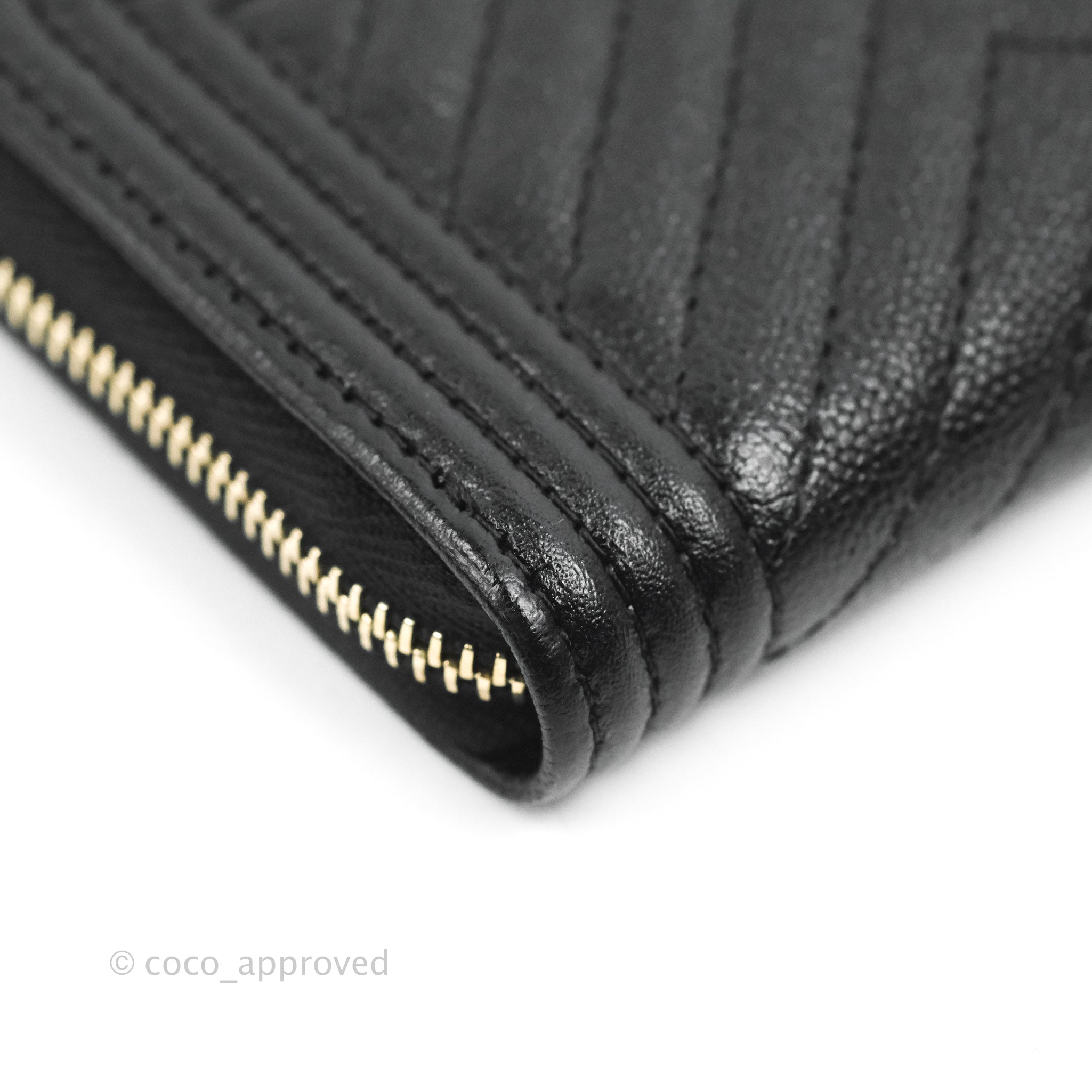 Chanel Chevron Boy Zip Card Holder in Black Caviar Leather with Gold Hardware - Luxury Wallet for Women, Perfect for Everyday Use & Gift Giving