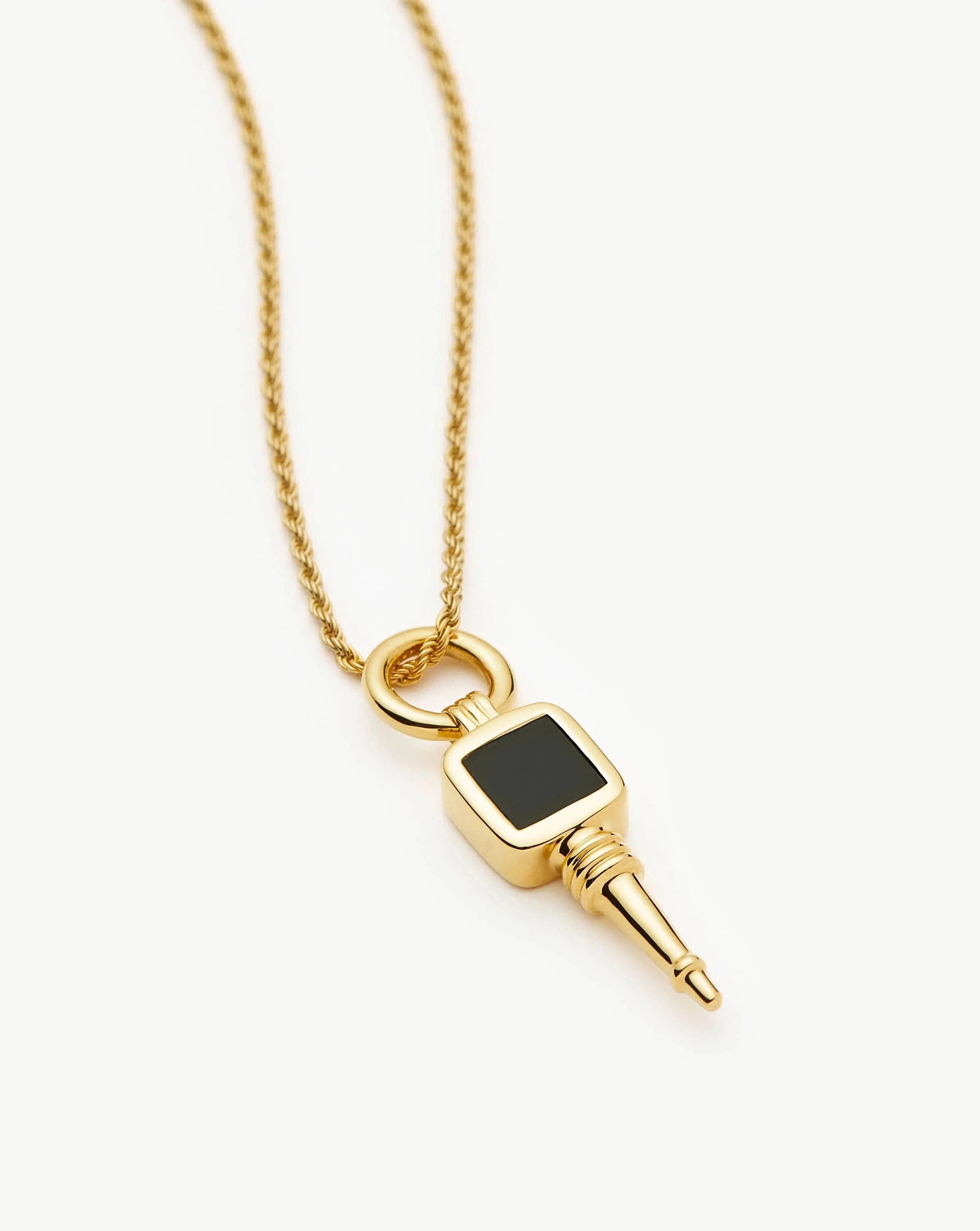 18K Gold Plated Key Pendant Rope Chain Necklace with Black Onyx & Green Onyx | Elegant Jewelry for Women | Perfect for Gifts, Parties, and Everyday Wear