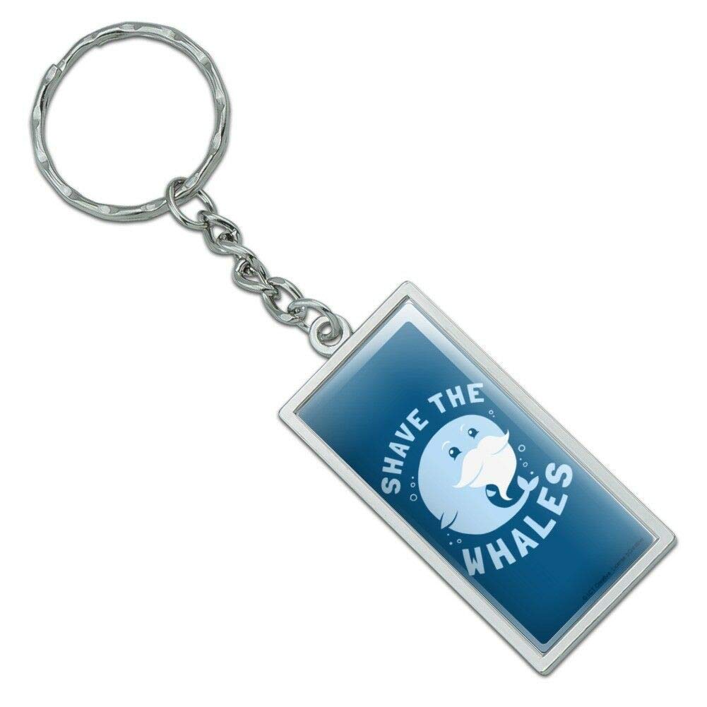 Rectangle 'Shave the Whales Save the Mustache' Beard Keychain - Durable Metal Keyring for Men, Gifts for Fishermen, Whale Lovers & Beard Enthusiasts - Perfect for Keychains, Backpacks & Gifts