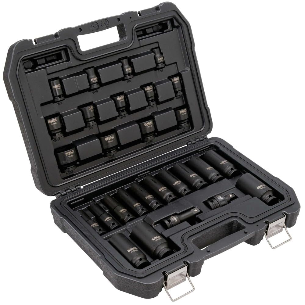 DEWALT 28-Piece 1/2-Inch Drive SAE Impact Socket Set - Heavy Duty Combination Set for Automotive Repair & Construction (DWMT19244) | Ideal for Mechanics, DIY Projects & Professional Use