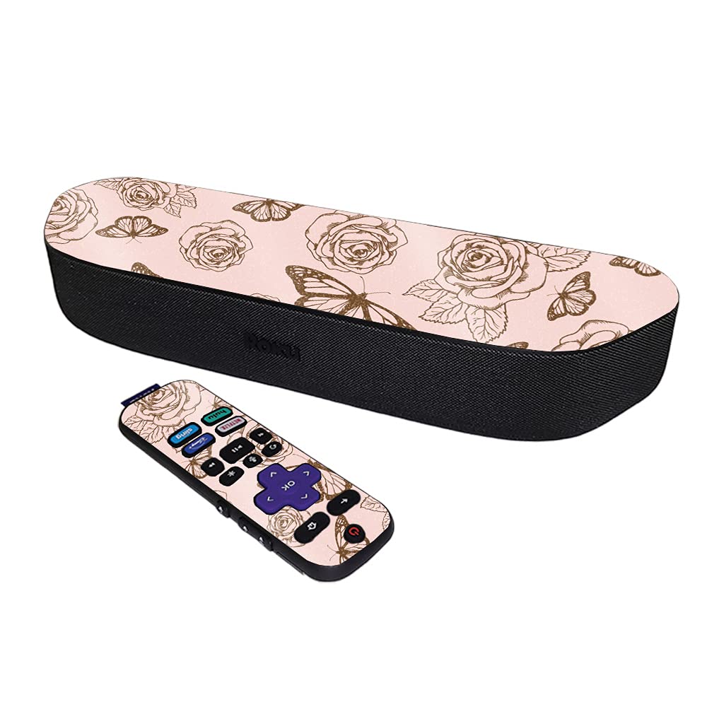 MightySkins Glossy Glitter Skin for Roku Streambar Media Player (2020) - Butterfly Garden Design | Protective & Durable High-Gloss Finish | Easy to Apply | Made in USA | Perfect for Home Theater & Entertainment Setup