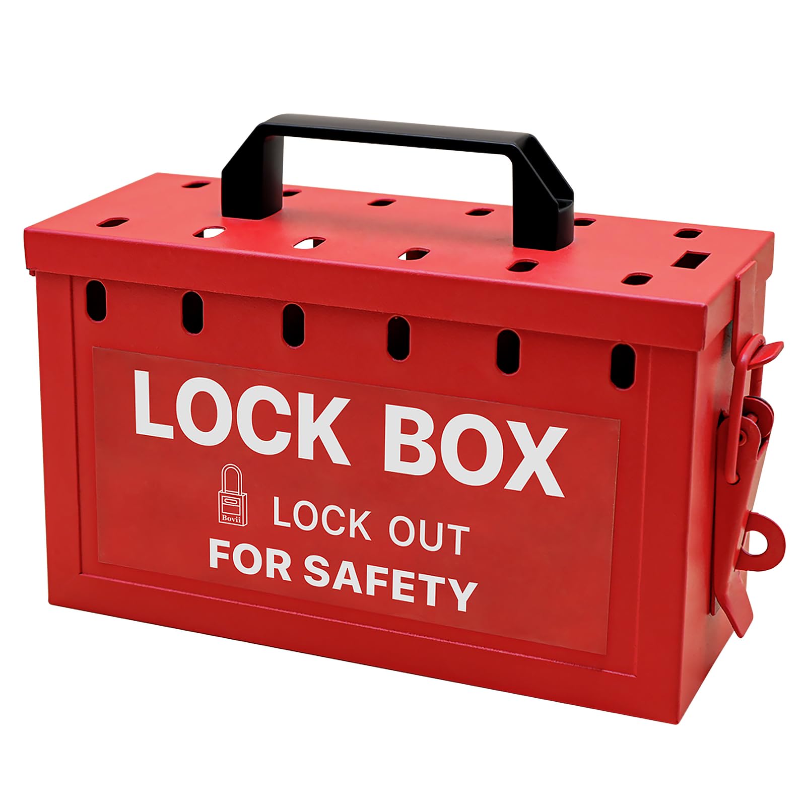 Red LOTO Group Lockout Tagout Box with 12 Locking Holes - OSHA Compliant Safety Lock Box for Electrical Equipment & Industrial Maintenance - Perfect for Workplace Safety and Hazard Prevention