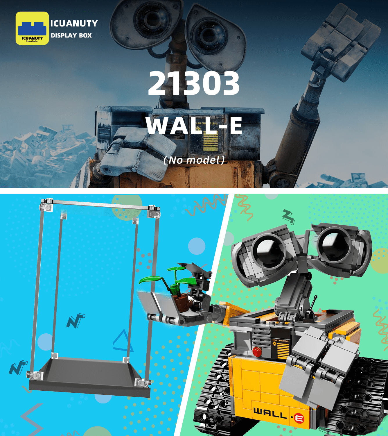 Official LEGO Ideas WALL-E 21303 Display Case - Premium Acrylic Showcase for Collectible LEGO Sets - Perfect for Home Decor, Office Display & Gift Giving