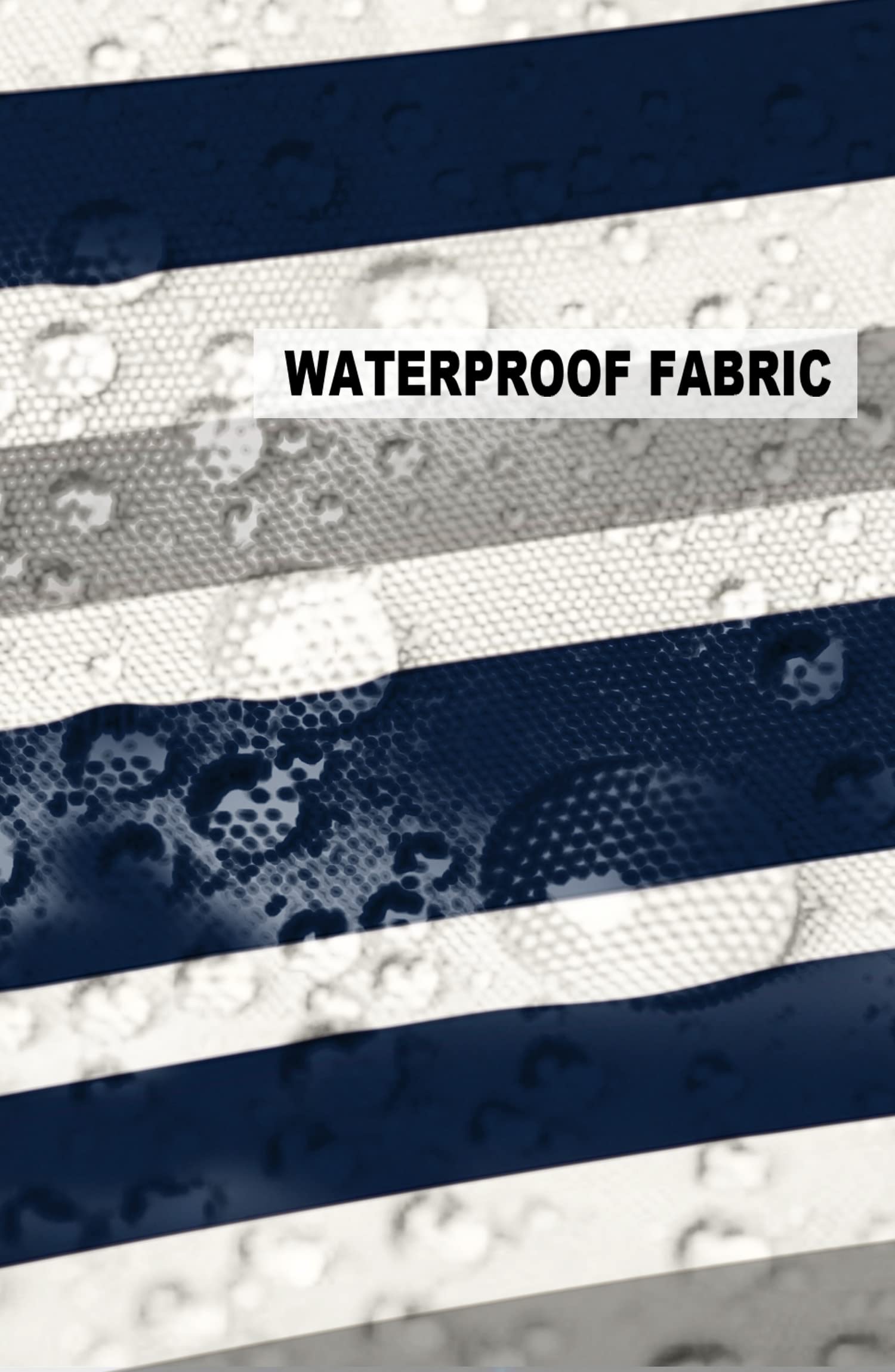Waterproof Outdoor Throw Pillow Covers 18x18 Inch - Navy Blue & Gray White Stripes Polyester Cushion Cases for Patio Furniture, Garden Chairs, Sofa & Couch Decor (Set of 2) - Perfect for Backyard, Poolside & Living Room