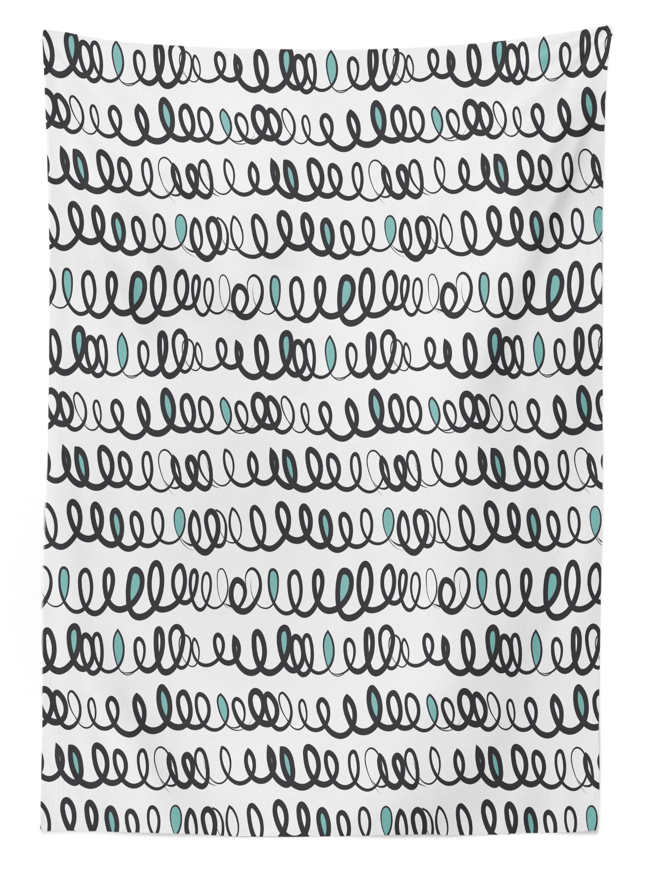 Ambesonne Abstract Outdoor Tablecloth - Random Curly Stripes Sketch Design, Washable Picnic Table Cover 58x104 Inches in Dark Taupe & Pale Blue | Perfect for Patio Dining, BBQs, and Outdoor Parties