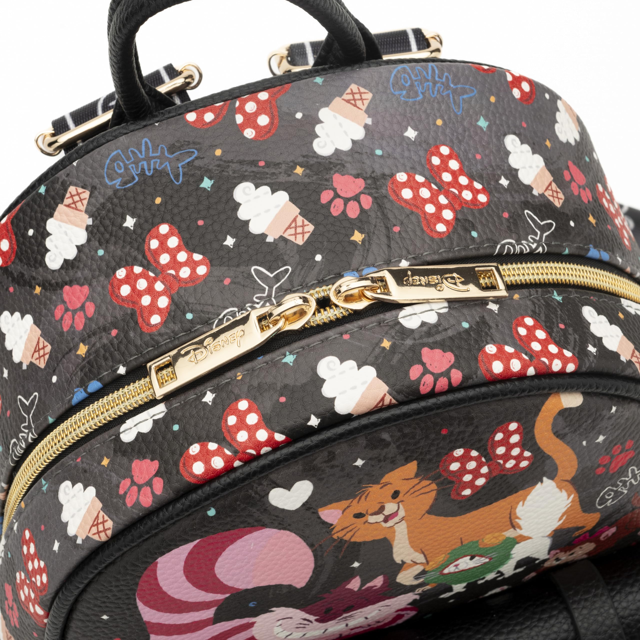 Disney Cats 11 Inch Vegan Leather Mini Backpack for Women - Stylish Black Purse for School, Travel & Everyday Use