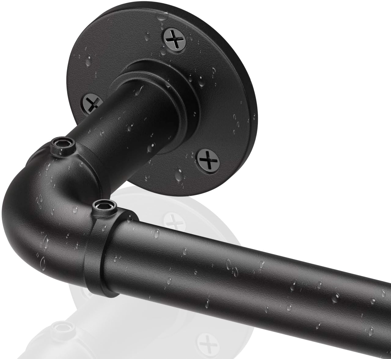 Heavy Duty Black Industrial Curtain Rod 36-84 Inch Adjustable Rustic Pipe Drapery Pole - 1 Inch Wrap Around Blackout Window Curtain Rod for Living Room, Bedroom & Home Theater