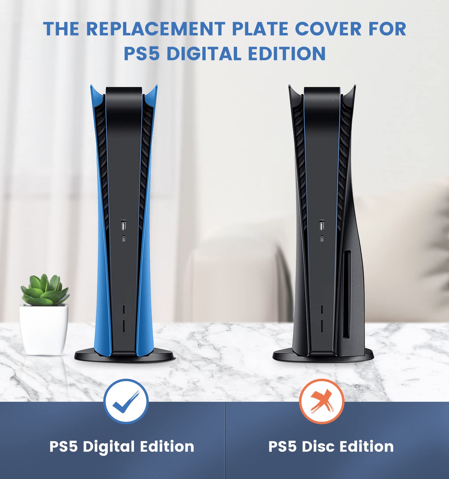 PS5 Digital Edition Faceplate Cover - Starlight Blue Hard Shell Replacement Side Plates, Shockproof ABS Anti-Scratch Protective Case for PS5 Console | Perfect for Gaming Setups & Display Collections