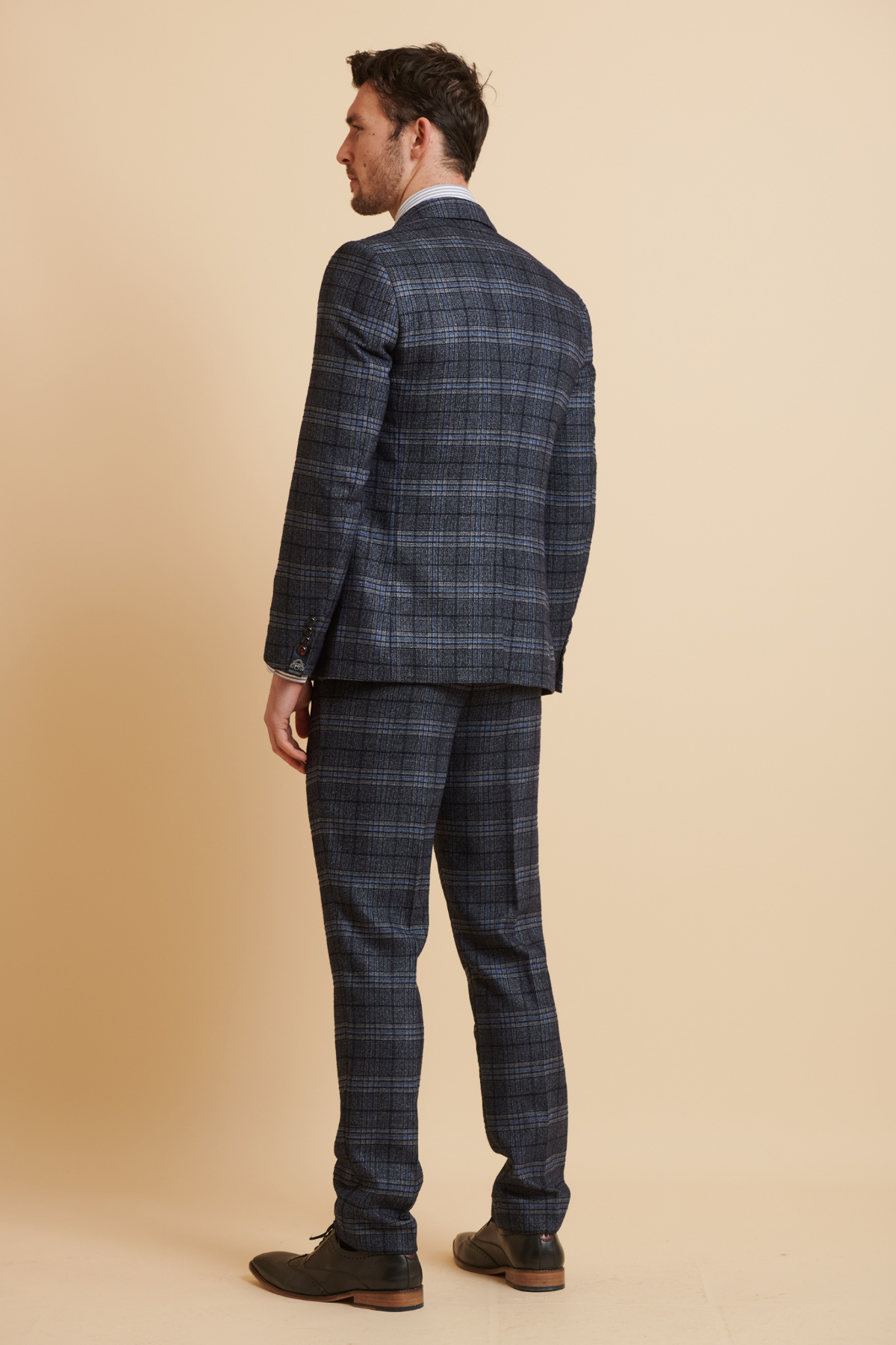 ANDY Blue Check Three Piece Suit for Men | Formal Business Attire | Perfect for Weddings, Office Meetings & Special Occasions