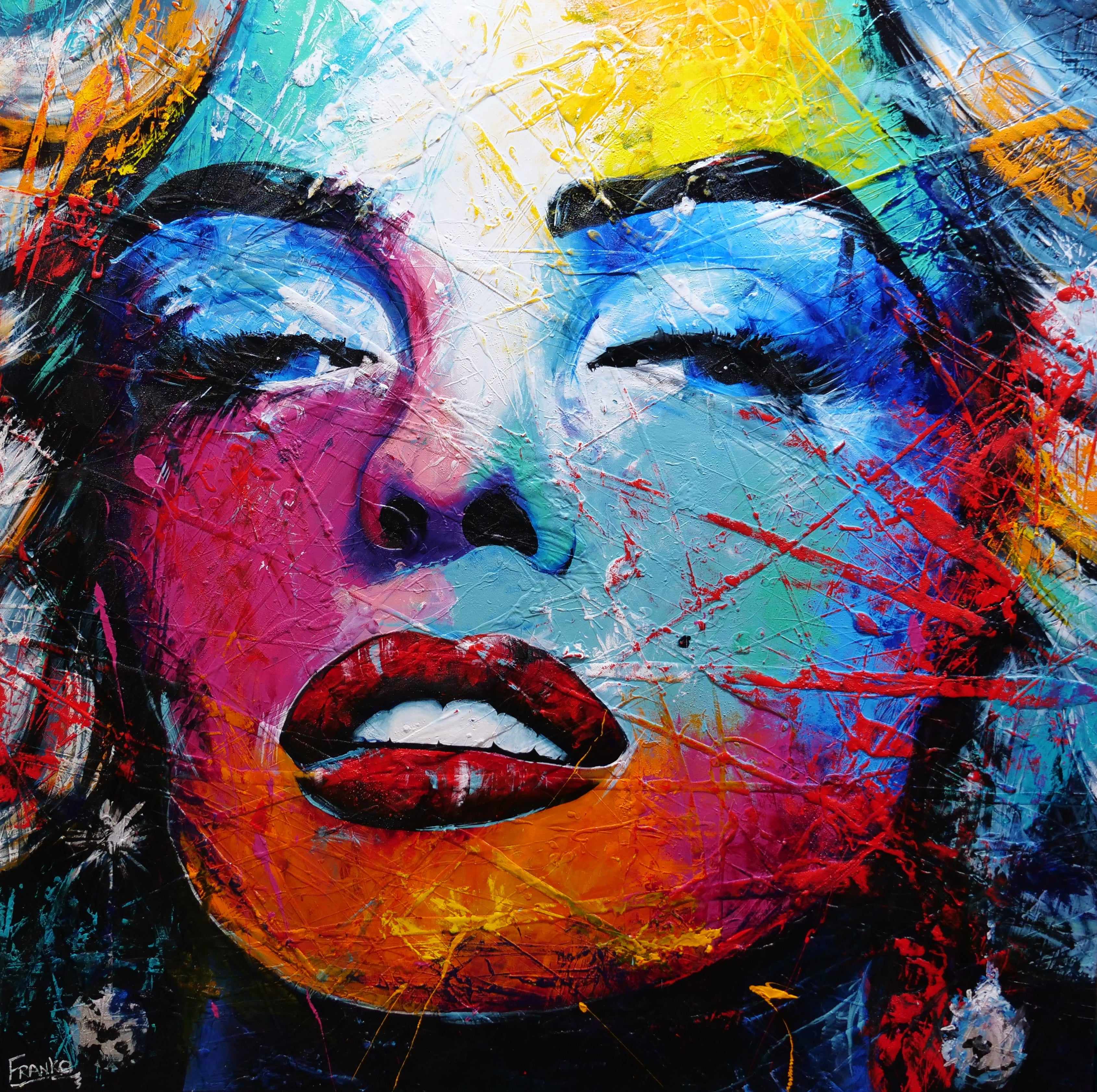 150cm x 150cm Marilyn Monroe Abstract Realism Textured Canvas Painting - Pop Art Home Decor for Living Room, Bedroom & Office Wall Art
