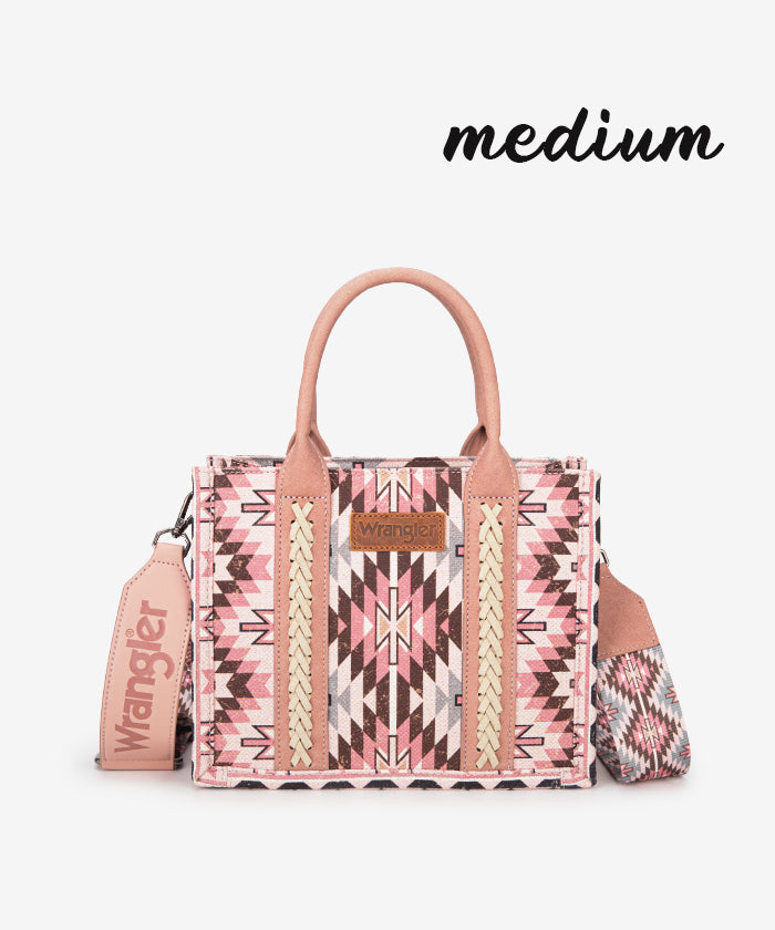 Wrangler Aztec Print Whipstitch Canvas Tote Bag Set - Stylish & Durable Handbag for Women, Perfect for Shopping, Beach & Everyday Use