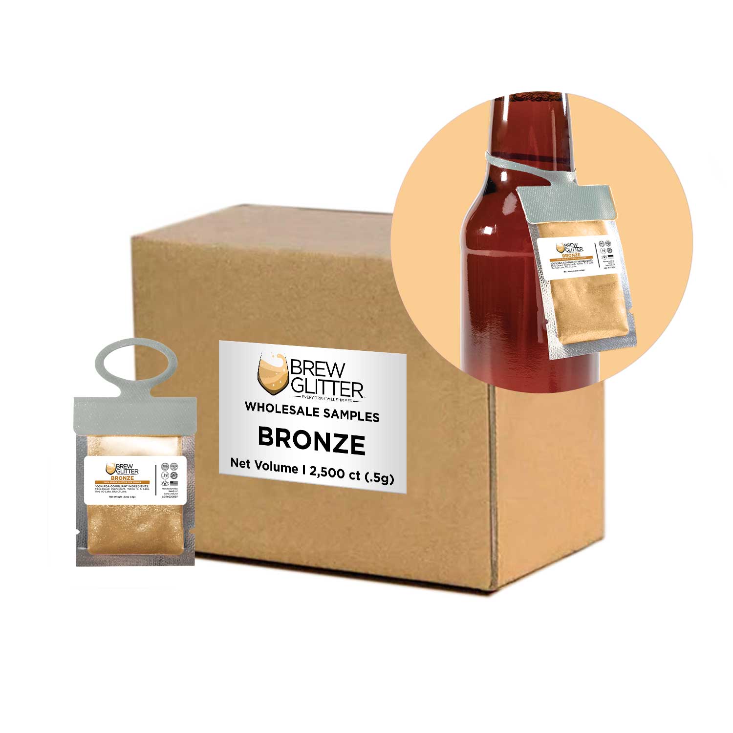 Bronze Brew Glitter® Necker Scarf - Bulk Wholesale for Women & Men | Perfect for Festivals, Parties, and Fashion Accessories