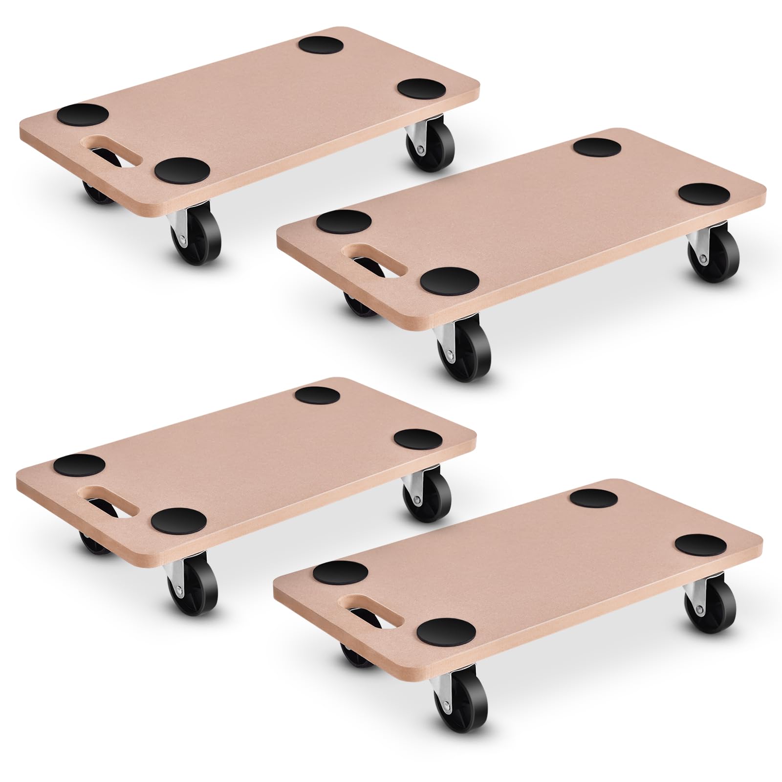 ERGOMASTER Heavy Duty 4-Wheel Furniture Moving Dolly - 500 Lbs Capacity Wood Rolling Platform, Multi-Functional Mover for Couch, Washing Machine & Refrigerator (Set of 4, 23