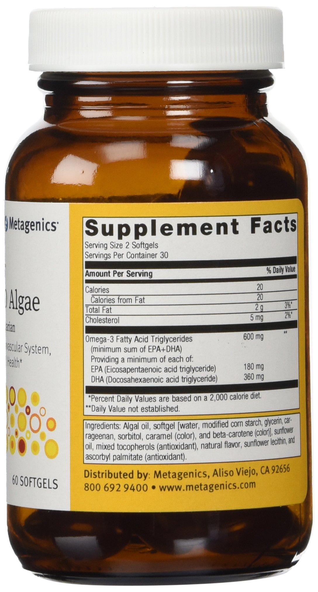 Metagenics OmegaGenics Algae EPA-DHA 300 Dietary Supplement - 60 Softgels | Vegan Omega-3 for Heart & Brain Health | Supports Cognitive Function & Cardiovascular Wellness