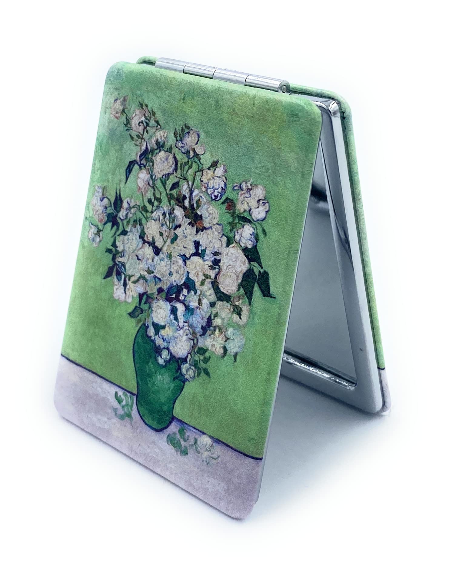 Van Gogh Roses Compact Mirror for Women - Small Travel Makeup Mirror with Lipstick Holder, Cute Pocket Purse Mirror - Perfect for On-the-Go Touchups, Gift for Her, Birthday & Anniversary Present