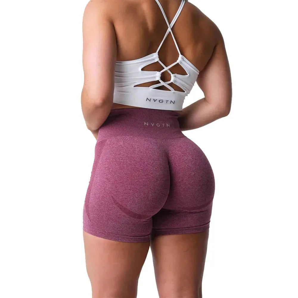 NVGTN High Waisted Seamless Shorts for Women - Smile Contour Yoga Biker Shorts | Perfect for Gym, Workout & Casual Wear