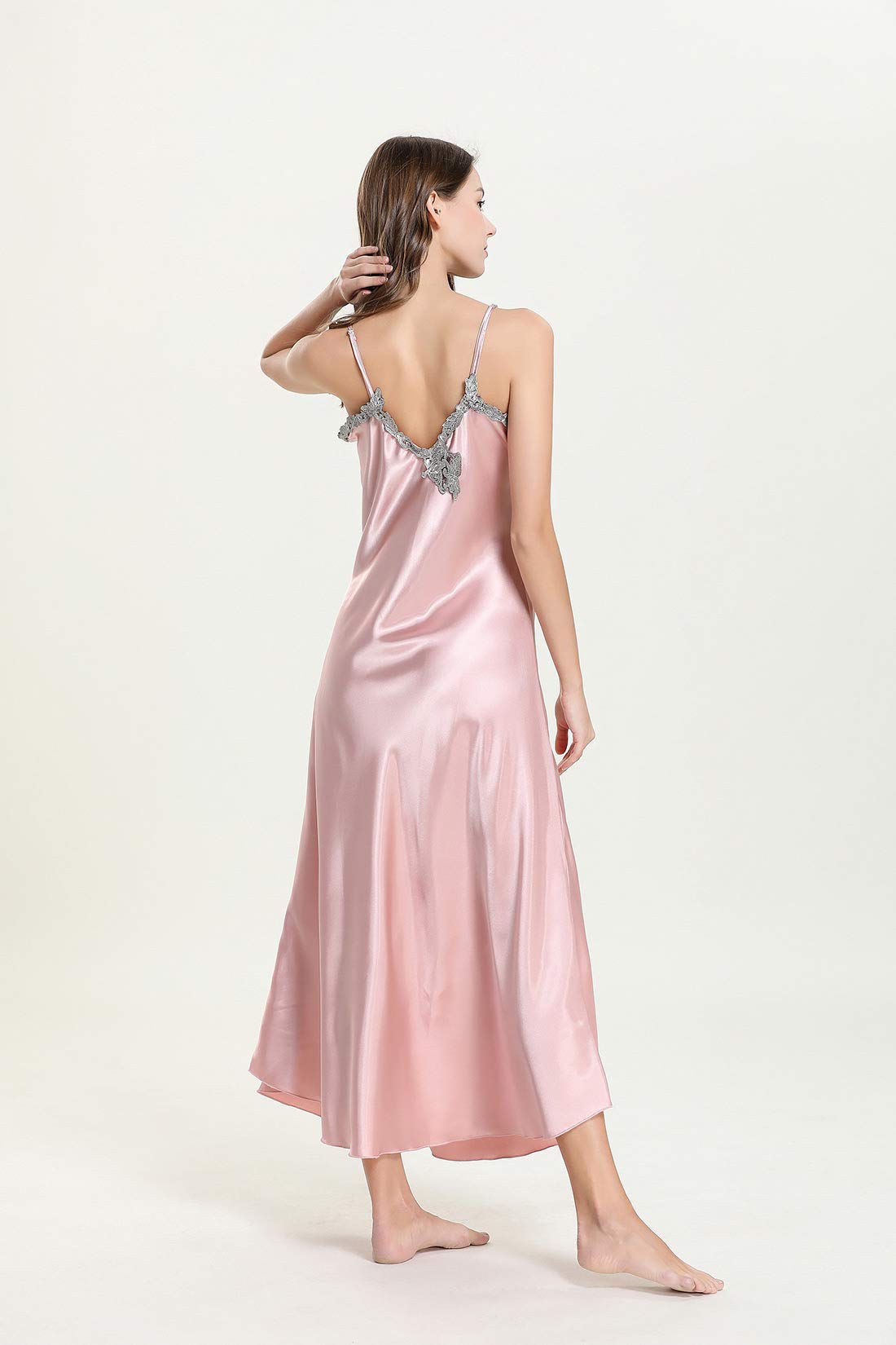 Aivtalk Women's Lace Satin Nightgown - Sexy Long Chemise Sleepwear for Women, Comfortable Lingerie Nightdress for Romantic Evenings & Bedtime
