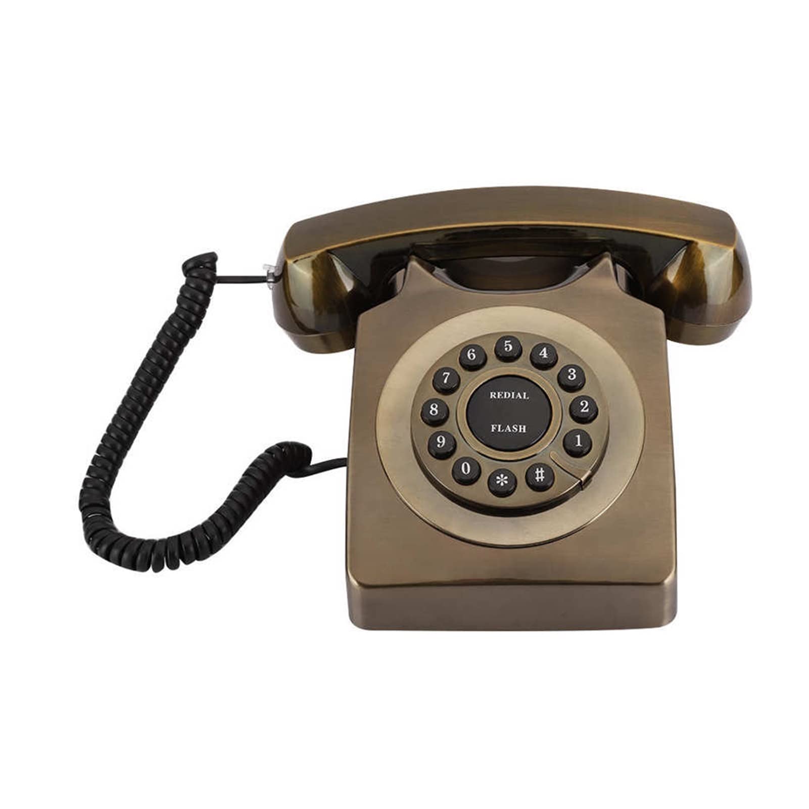 Vintage Bronze Rotary Dial Landline Telephone - Retro Desk Phone for Home & Office - Perfect for Vintage Decor, Film Props, and Collectors