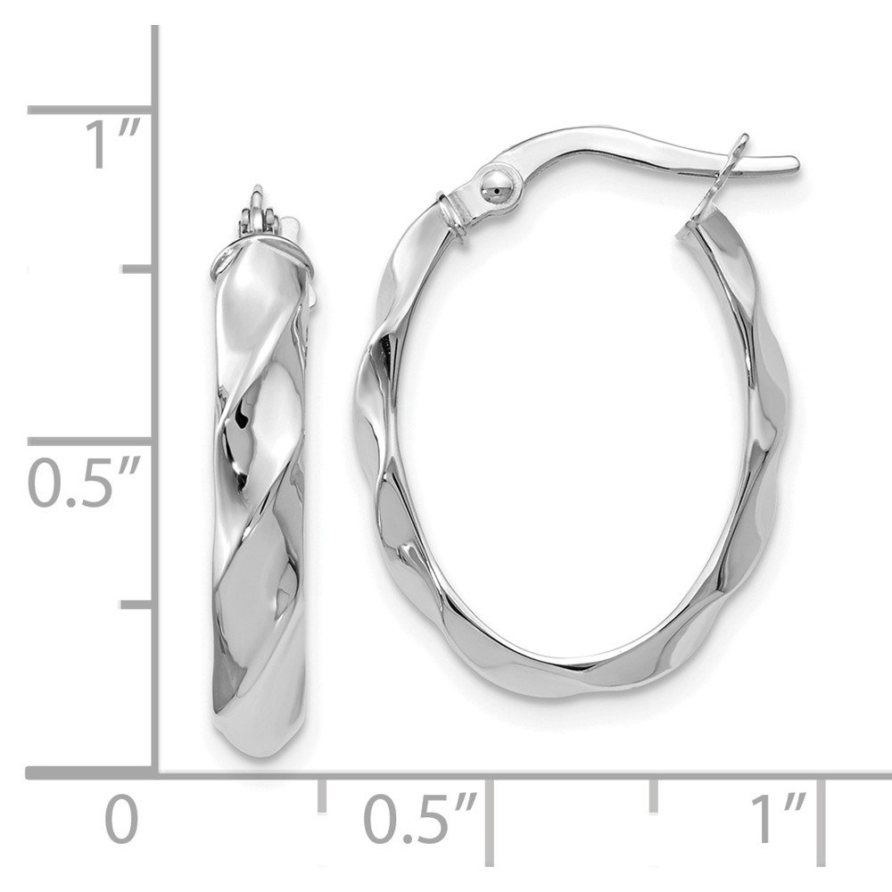 Leslie's Real 14kt White Gold Polished Twisted Oval Hoop Earrings - Elegant Jewelry for Women, Perfect for Parties, Weddings & Everyday Wear