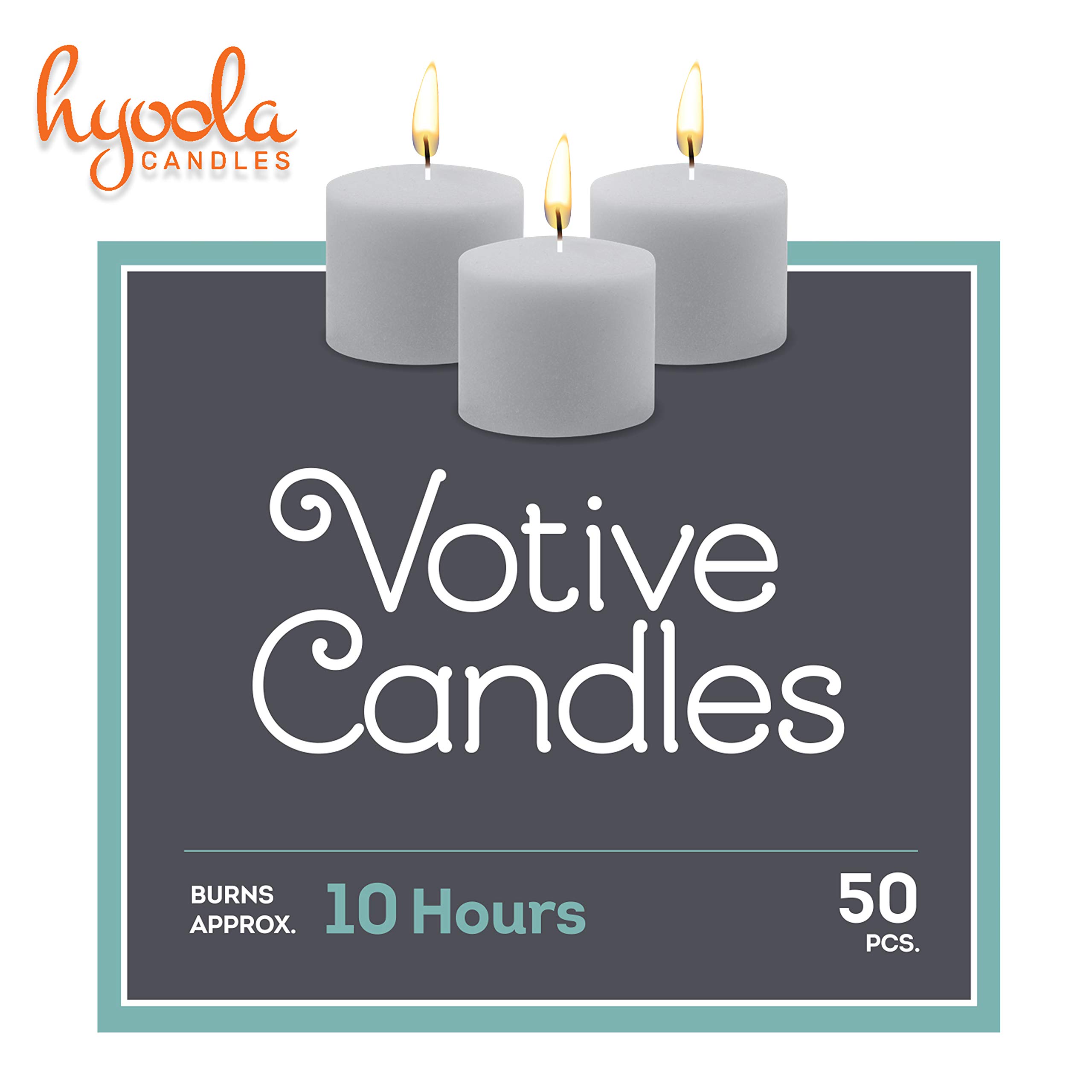 Hyoola Unscented Votive Candles - Pack of 50 White for Home Decor