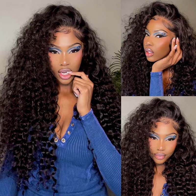 Eullair Wear and Go Glueless Wigs - 9x6 Lace Front Human Hair Wig with Bleached Knots & Pre-Plucked Hairline | Curly No Glue Lace Wig for Daily Wear, Parties & Special Occasions