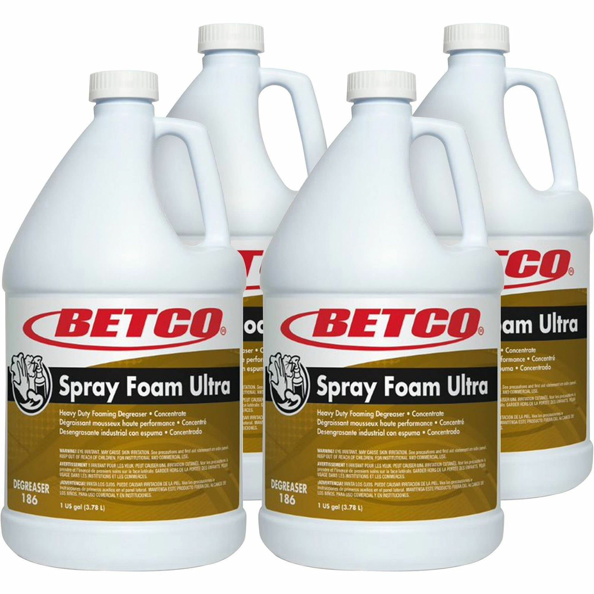 Betco Spray Foam Ultra Degreaser - 128 Oz (4 Gallon Case) | Heavy-Duty Commercial Kitchen Cleaner | Removes Grease, Oil & Stubborn Stains | Ideal for Restaurants, Food Trucks & Industrial Use
