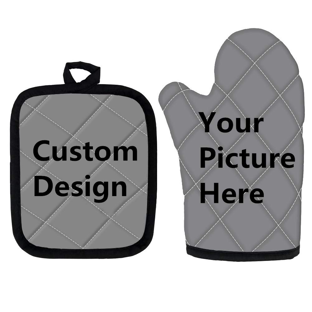 BIGCARJOB Heat Resistant Oven Mitts & Pot Holders Set - Non-Slip Kitchen Gloves for BBQ, Baking, Cooking (Pack of 2) - Custom Design - Perfect for Grilling, Baking Cookies & Handling Hot Pans Safely