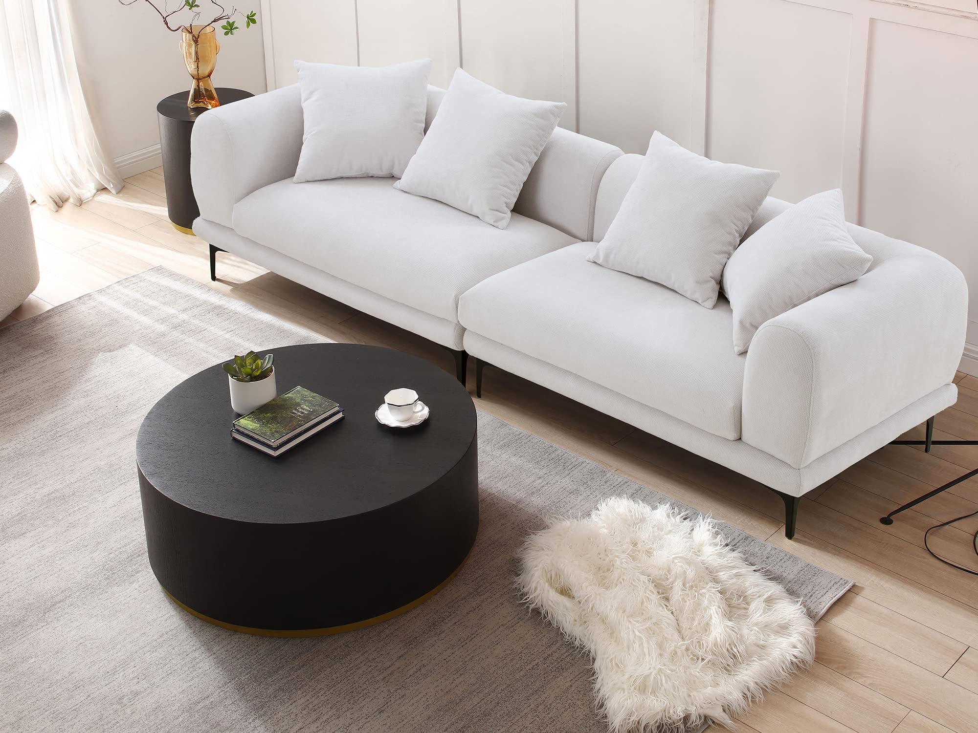 Kevinplus 3-Piece Black Drum Coffee Table Set - Round Wood Side & End Tables for Living Room, Apartment, Office - Modern Contemporary Furniture, No Assembly Required (Perfect for Small Spaces, Lounging & Entertaining)