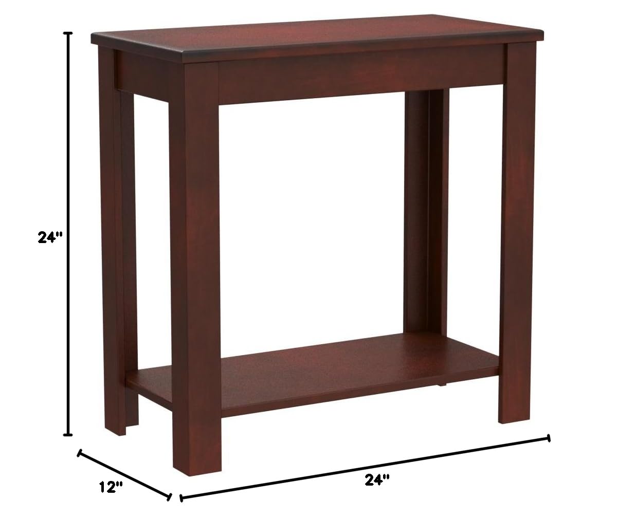ORE International Dark Cherry Traditional Side Table - 24 Inch End Table for Living Room, Bedroom, or Office