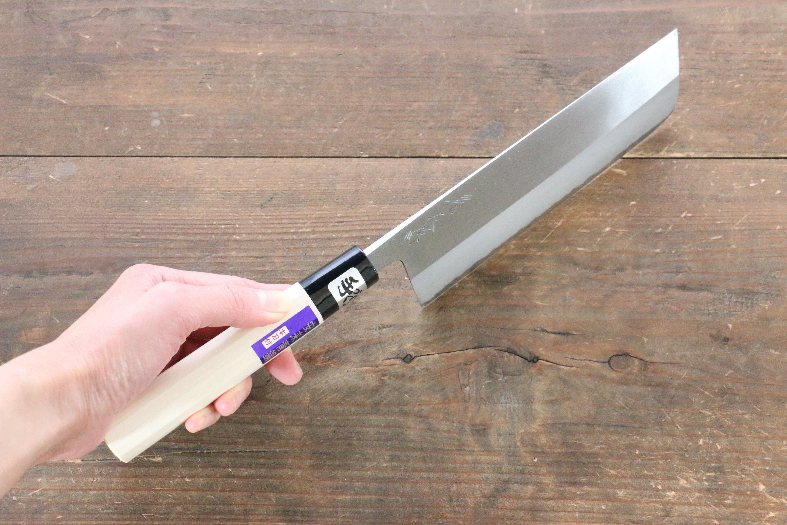Premium Kanetsune Blue Steel No.2 Nakiri Knife 165mm - Japanese Magnolia Wood Handle - Professional Chef's Vegetable Knife for Precise Chopping & Slicing - Ideal for Home Cooks & Restaurant Use