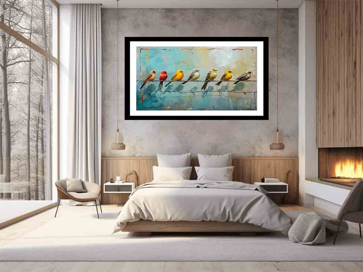 Birds on Wire Wall Art - Handmade Metal Sculpture for Home & Office Decor - Perfect for Living Room, Bedroom, or Garden Decoration