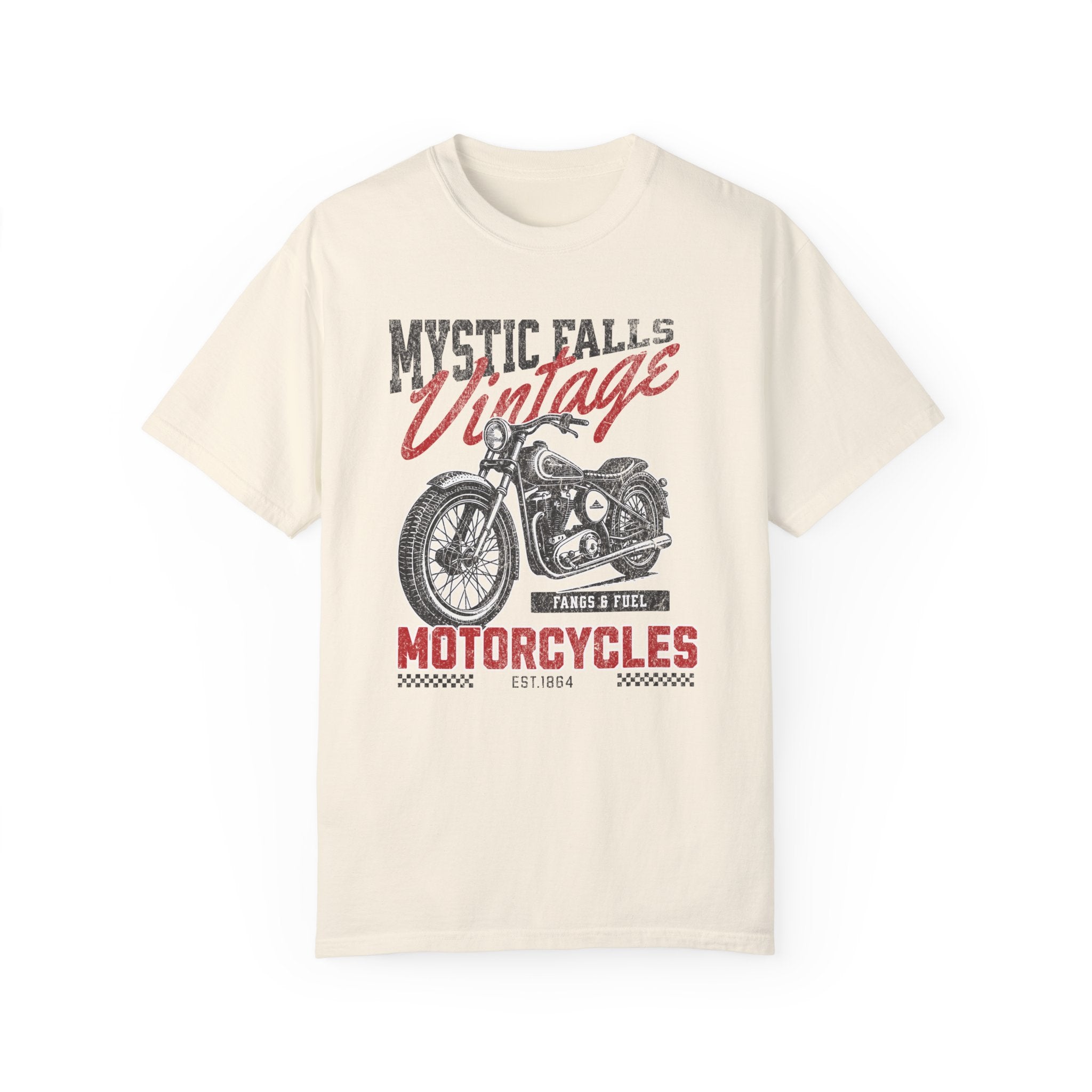 Vintage Motorcycle T-Shirt for Men - Mystic Falls Retro Biker Tee - Perfect for Riding, Motorcycle Clubs & Casual Wear