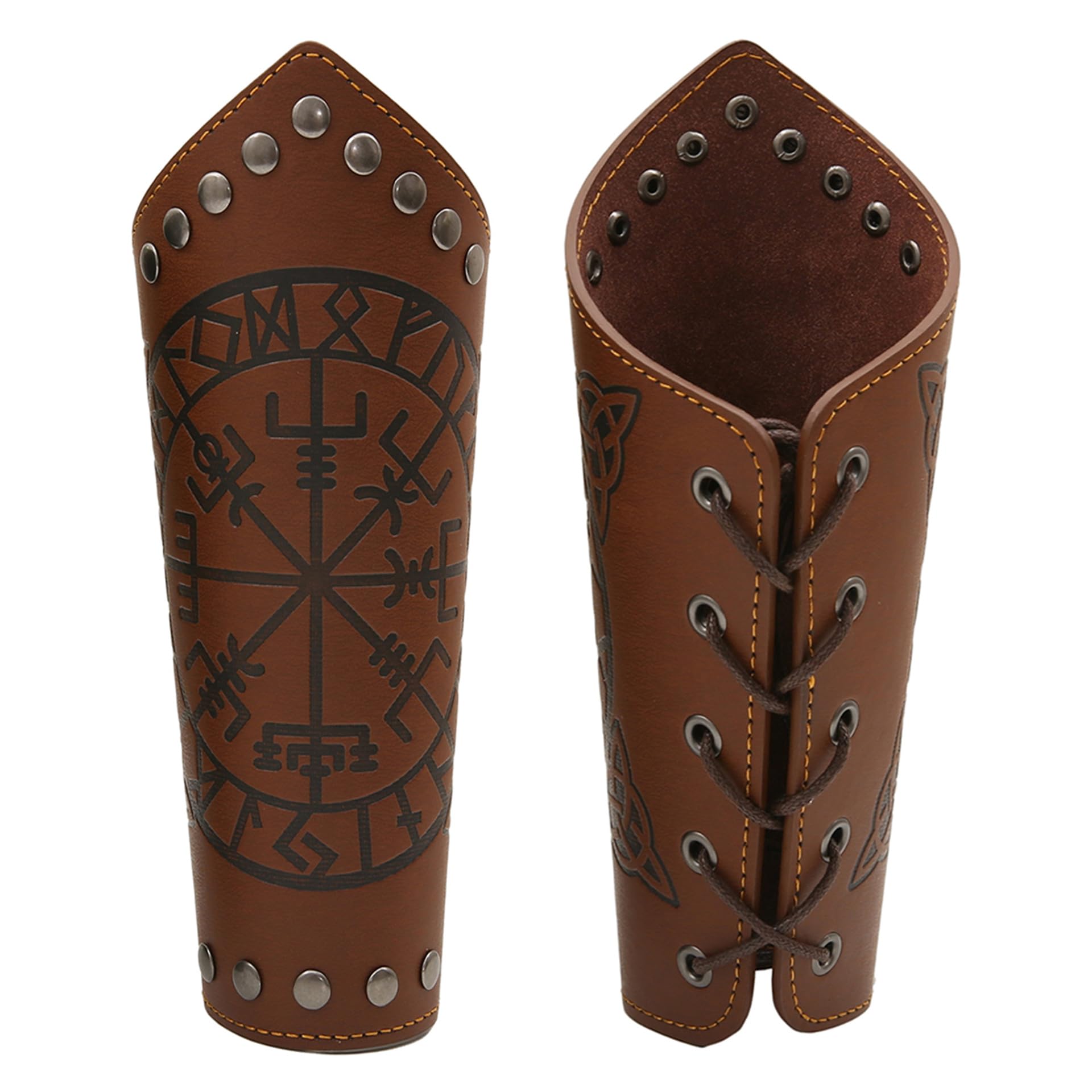 AZORA Leather Gauntlet Wristband - Medieval Bracers Armor Set with Buckle (2 Pcs) - Perfect for LARP, Cosplay, Renaissance Fairs & Historical Reenactments