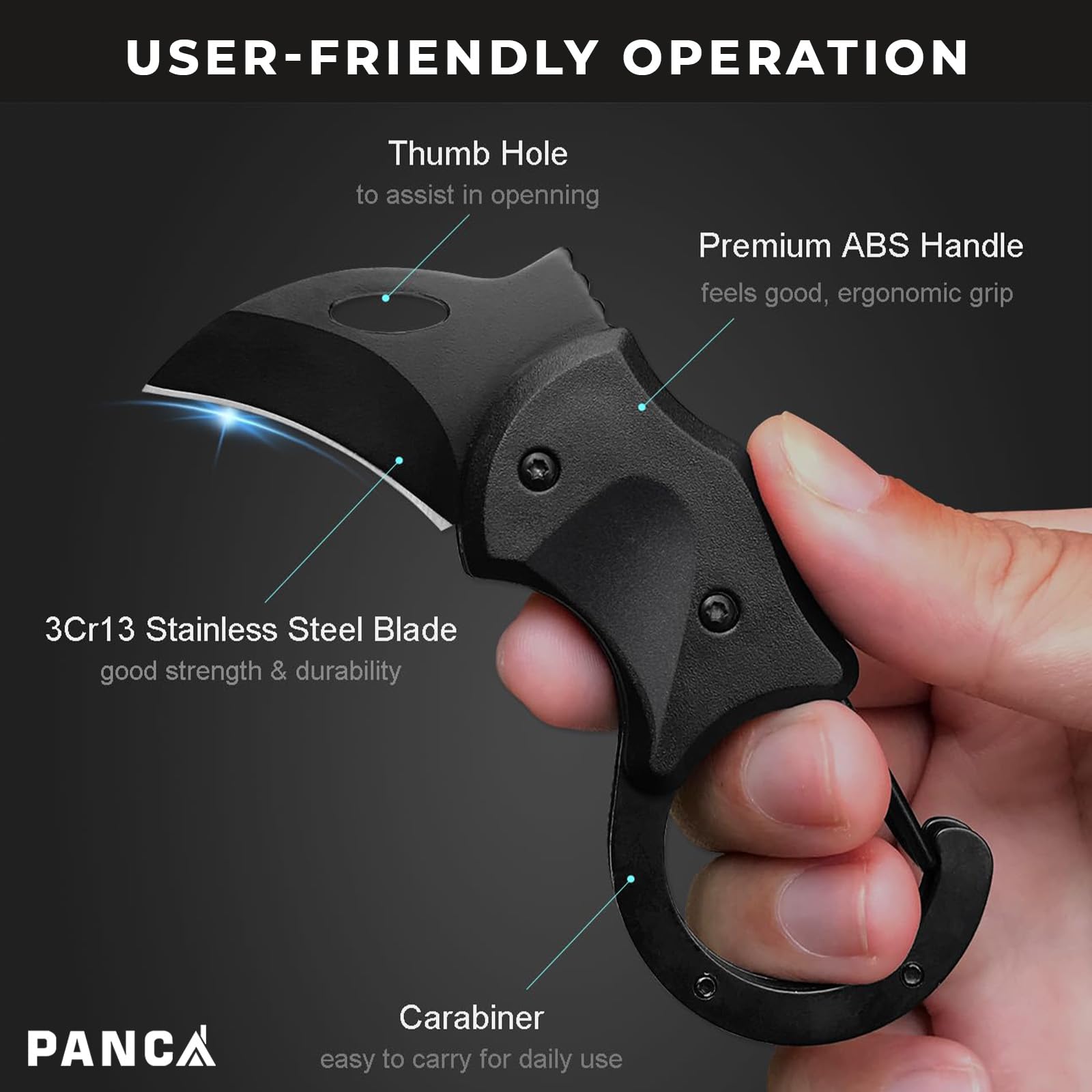 PANCA Pocket Cutter Keychain - Self Defense Tool, Multi-Purpose Utility Knife Key Ring for EDC, Gardening & Camping | Compact Home & Outdoor Cutting Gadget | Perfect Gift for Men (Black, 1-Pack) | Use for Opening Packages, Crafting, Survival & Daily Tasks